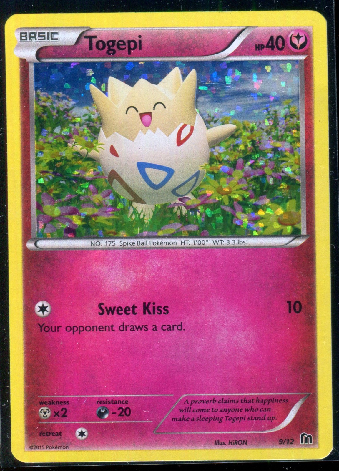 Togepi 9/12 McDonald\'s 2015 Confetti Holo Promo RARE English Pokemon Card TCG LP