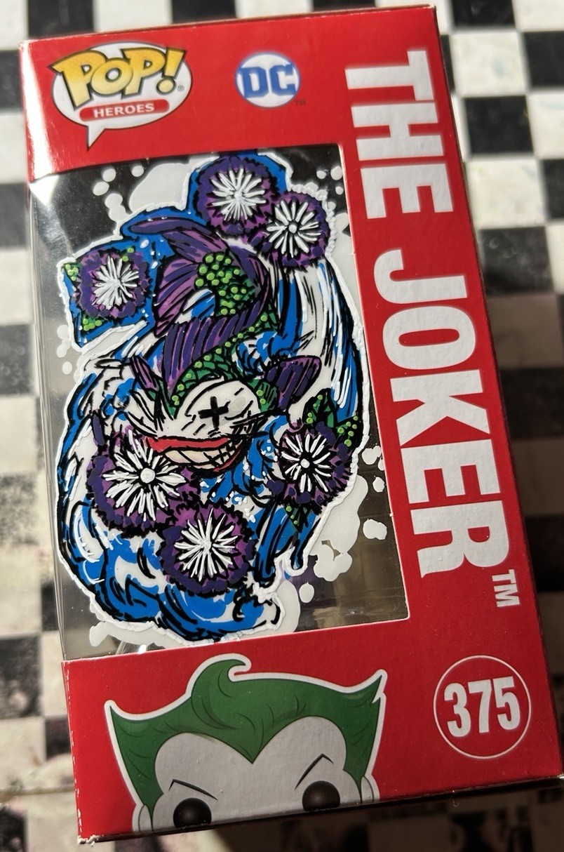 The Joker DC Comics Custom Hand Painted Art Funko Pop Box Vinyl Figure 375 The Joker DC Comics Custom Hand Painted Art Funko Pop Box Vinyl Figure 375