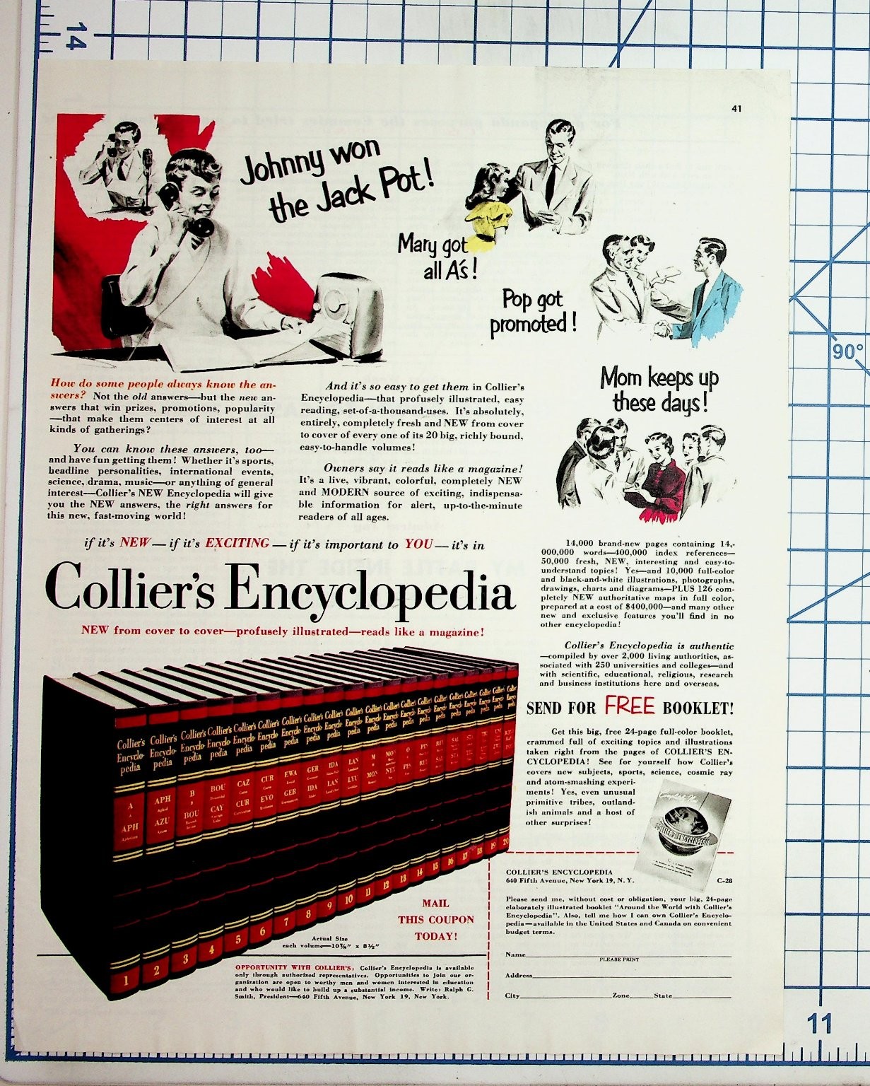 Collier\'s Encyclopedia Vintage Print Ad 1950s New York City Ephemera Collier\'s Encyclopedia Vintage Print Ad 1950s New York City Ephemera