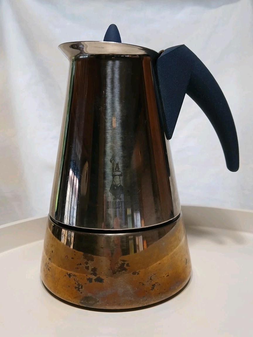 Vintage Bialetti KONA Coffee Espresso Tea Maker 6 Cup Stainless Steel Blue Rare Vintage Bialetti KONA Coffee Espresso Tea Maker 6 Cup Stainless Steel Blue Rare