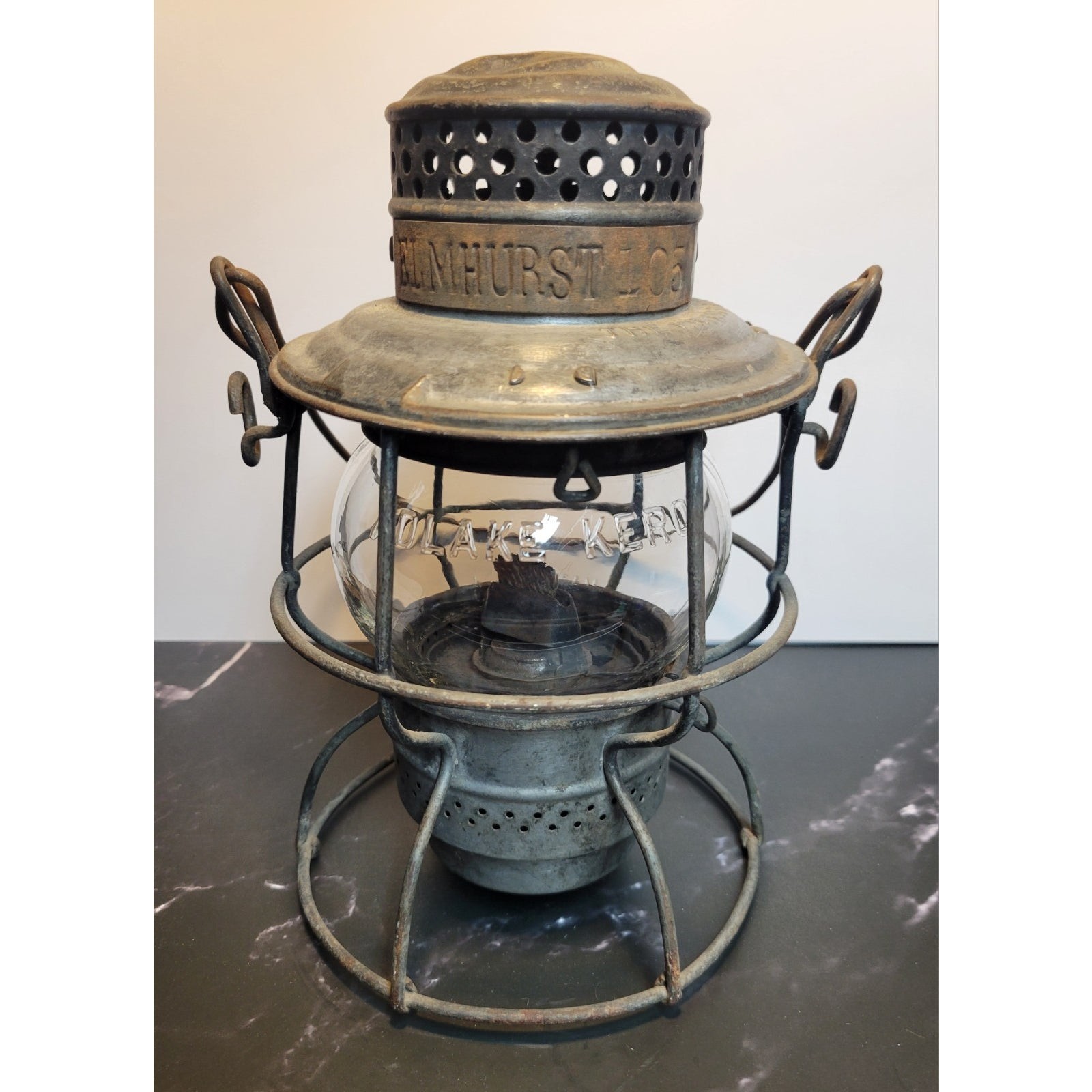 Antique Adlake Kero Railroad Lantern Hiram L. Piper Co. LDT. - Elmhurst 105 TAG Antique Adlake Kero Railroad Lantern Hiram L. Piper Co. LDT. - Elmhurst 105 TAG