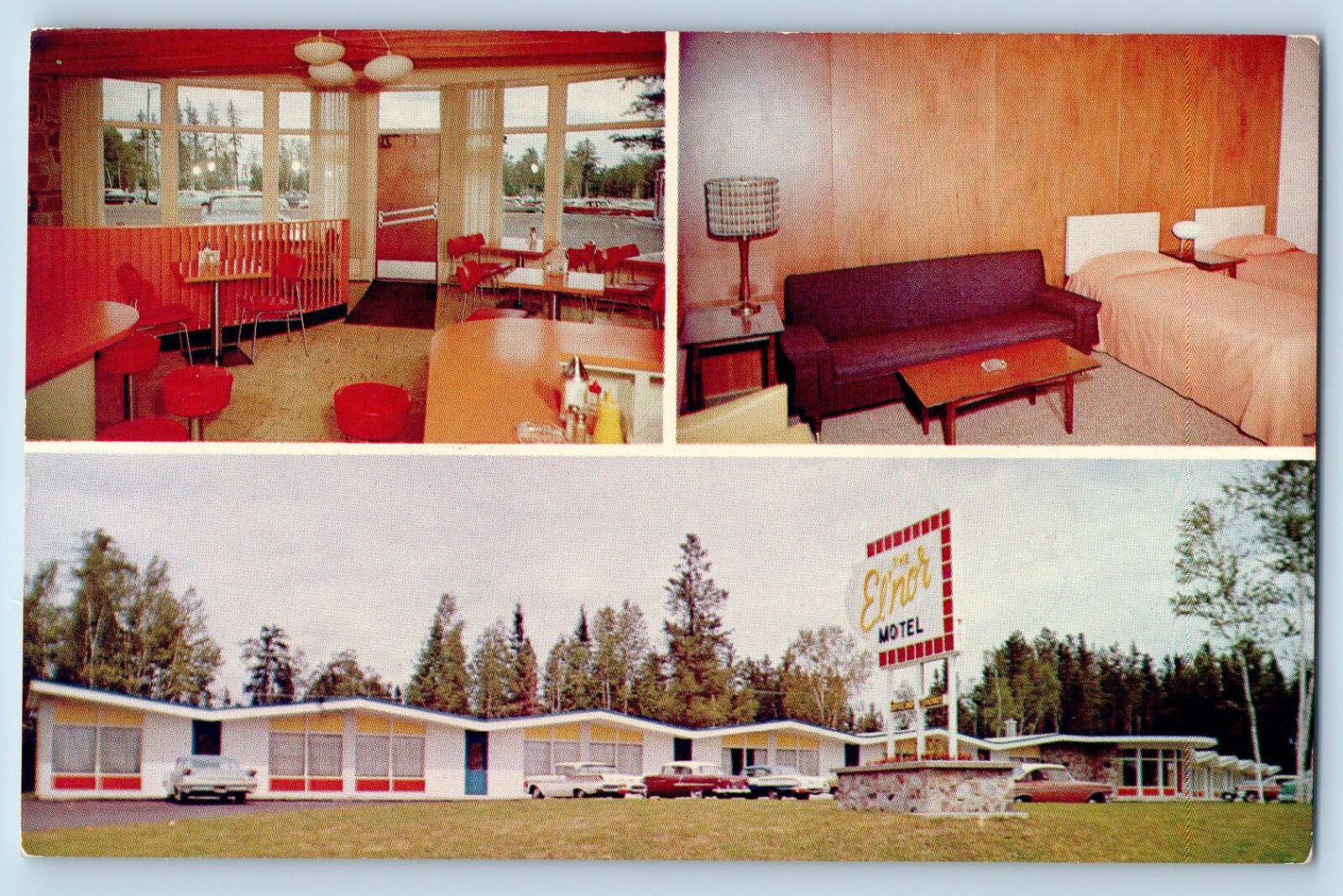 Manitoba Canada Postcard Elnor Motel at Falcon Beach c1950\'s Multiview