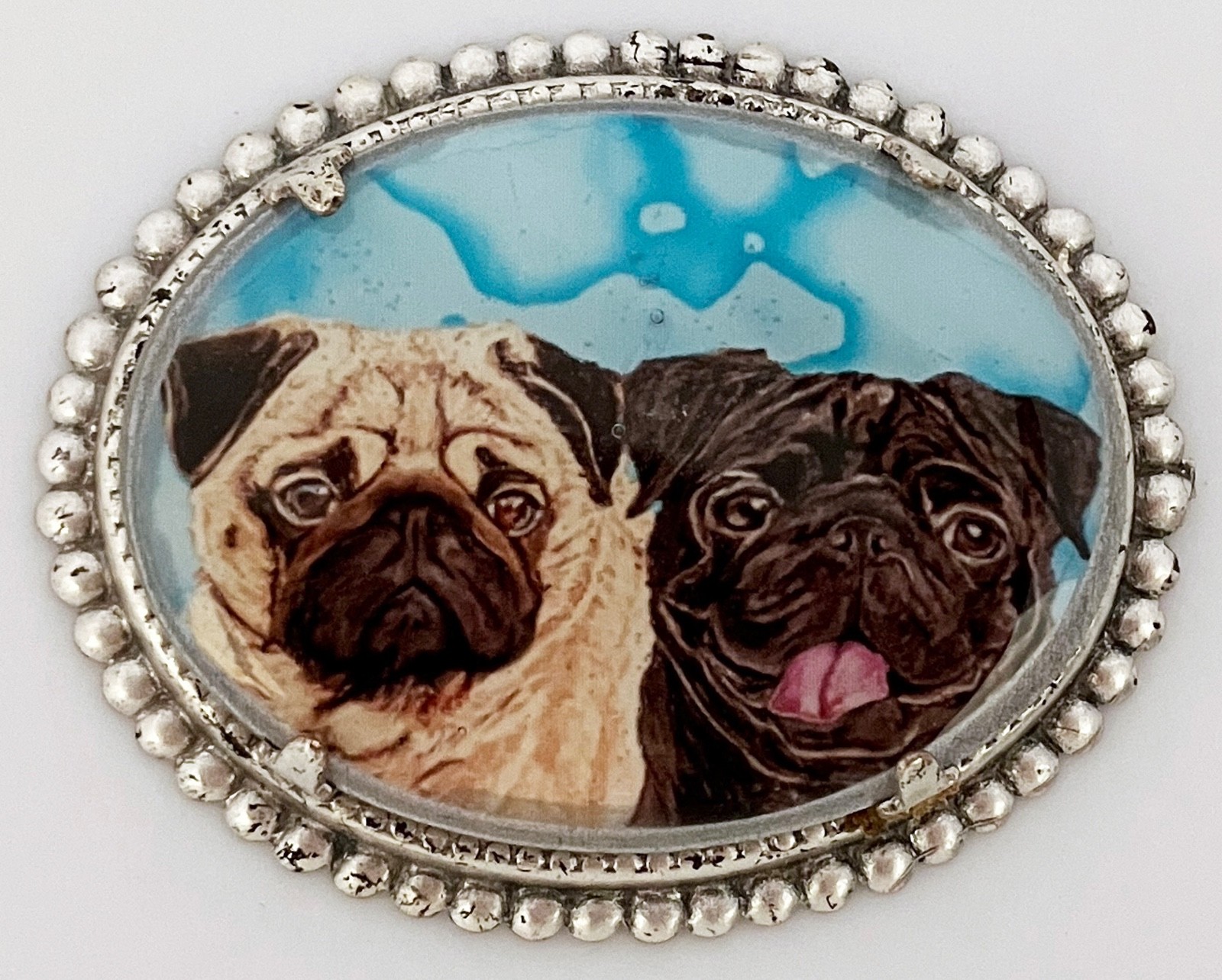 Pug Pair Dog Breed Art Pin Brooch