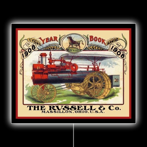 1908 Russell Steam Traction Engine NEW LED Hanging Lighted Sign: 18x23\