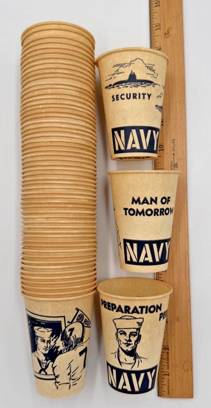 59 Vintage Lily 785 Vending Cups - US NAVY - 3 Different Designs