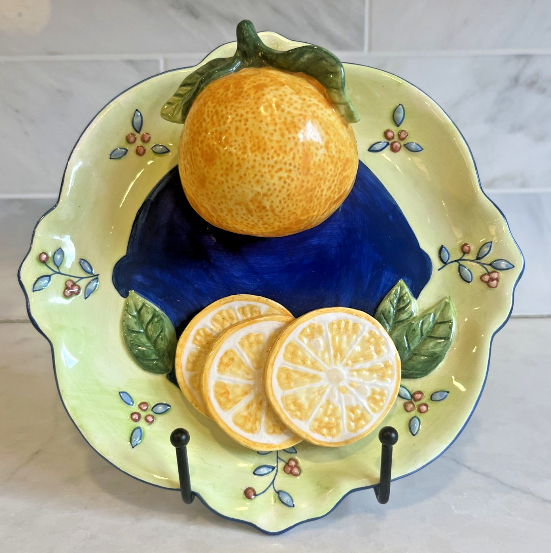 🍊 Bella Casa Ganz Orange Plate Raised Fruit Wall Decor Tuscan Italy Style 🍊 🍊 Bella Casa Ganz Orange Plate Raised Fruit Wall Decor Tuscan Italy Style 🍊
