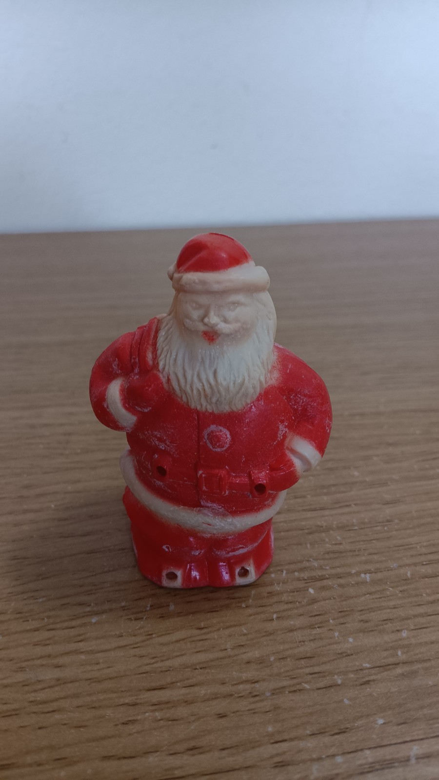 Vintage Red Plastic Santa Claus Candy Container