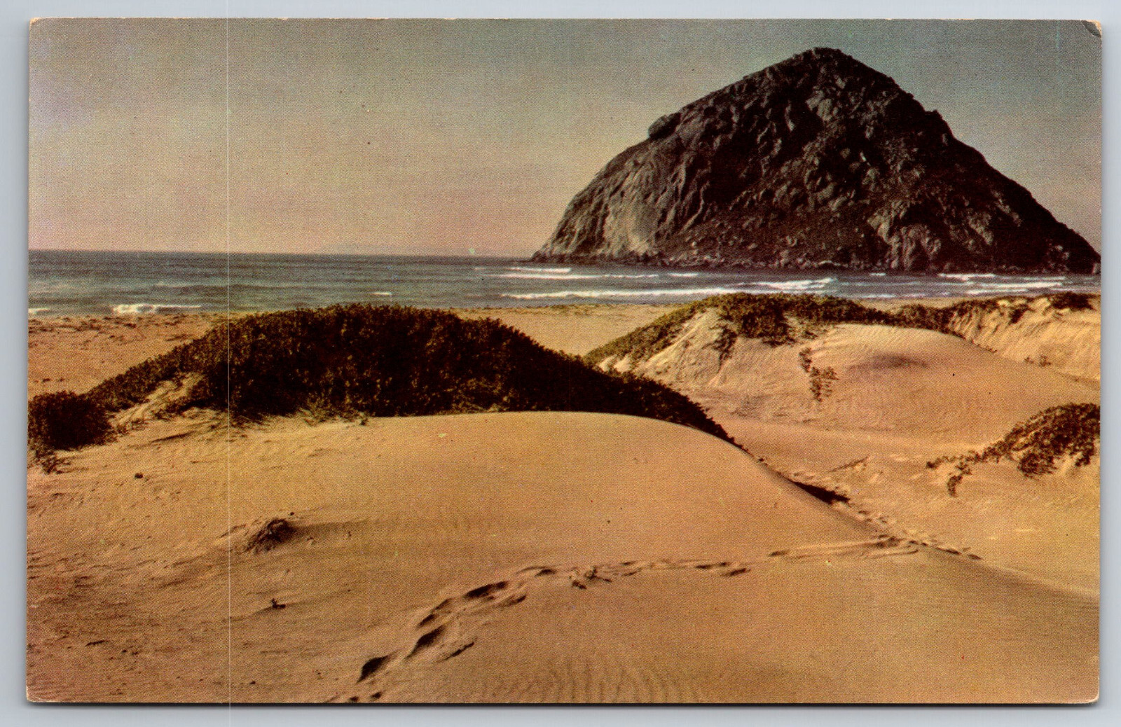 Vintage Postcard CA Morro Rock Dunes Union Oil Co Card -3234