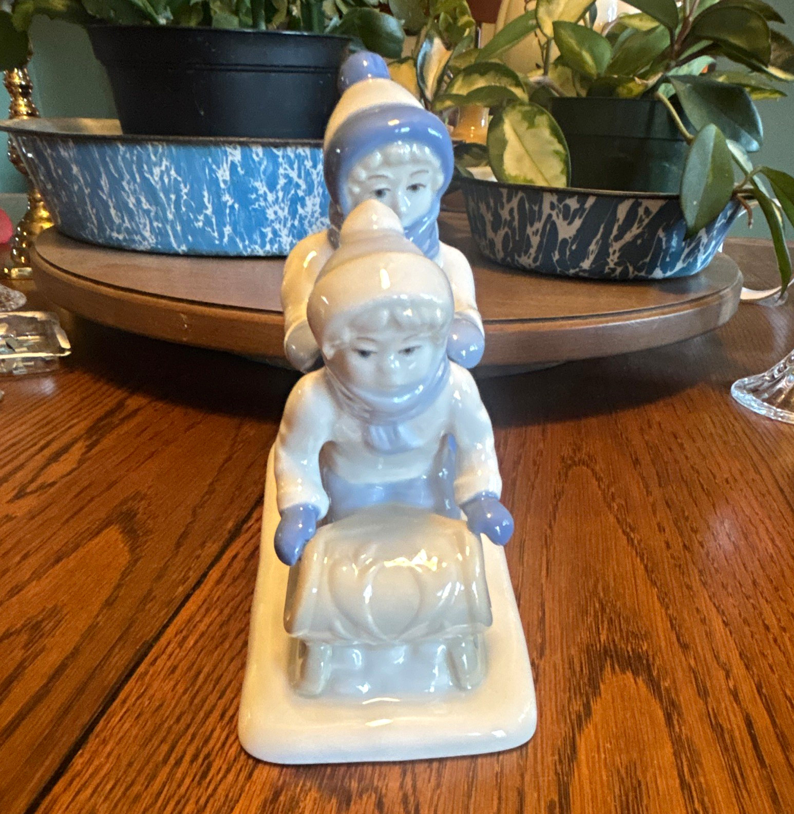 Vintage 1992 Paul Sebastian Porcelain “Sled Ride” Children on Sled Figurine 6.5”