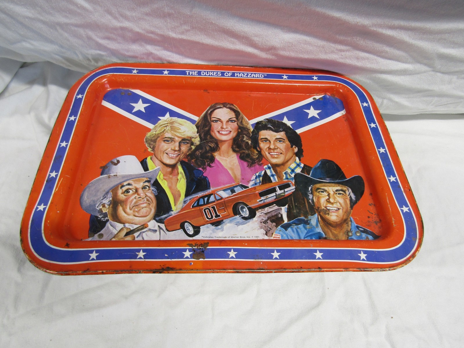 Vintage Dukes Of Hazard TV Snack Tray with Folding Legs 1981 TV SHOW GENERAL LEE