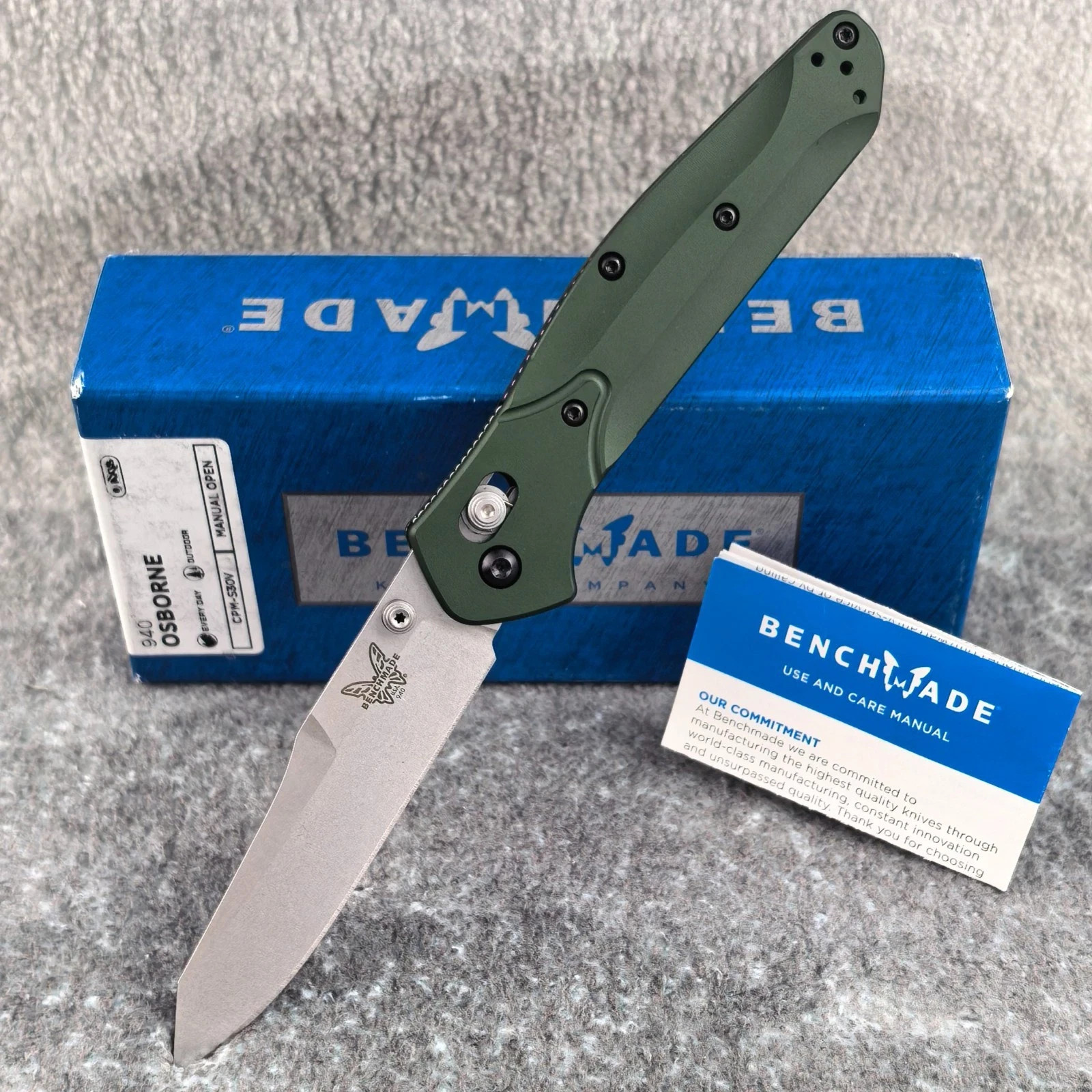 Benchmade Osborne 940 Green Aluminum CPM-S30V BLADE 3.4'' Folding Knife