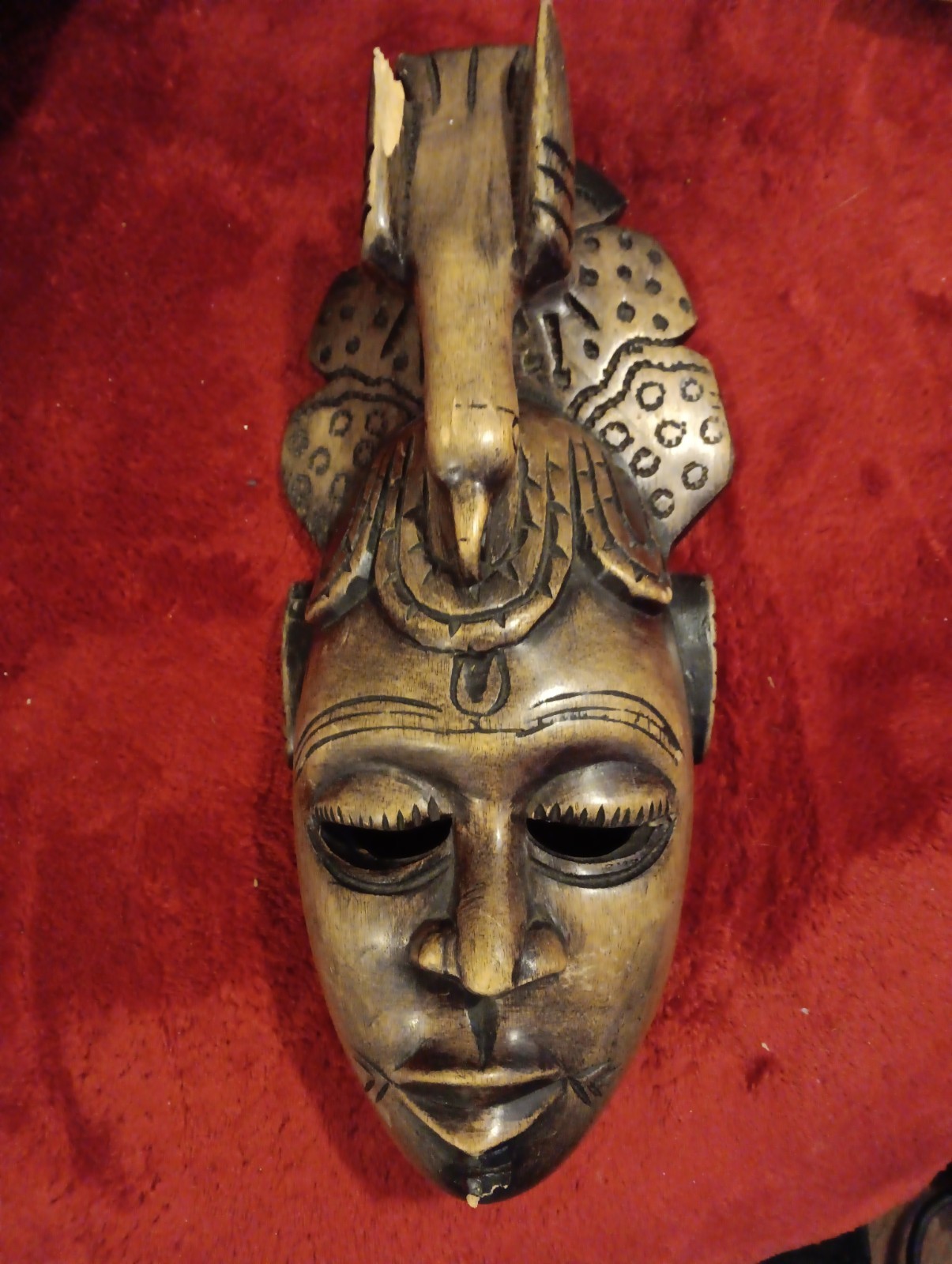 African Tribal Mask Vintage Hand Carved Wooden Mask Decor African Tribal Mask Vintage Hand Carved Wooden Mask Decor