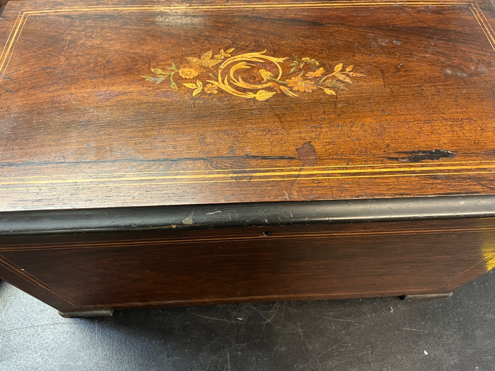 Antique Wooden Swiss German 19th Century Music Box