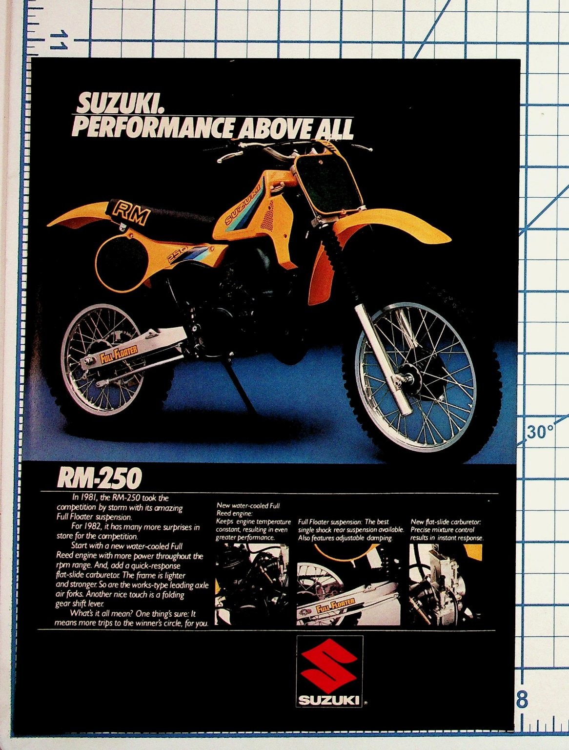 1982 Suzuki RM-250 Dirt Bike Motorcycle Vintage Magazine Ad Print Ephemera 1982 Suzuki RM-250 Dirt Bike Motorcycle Vintage Magazine Ad Print Ephemera