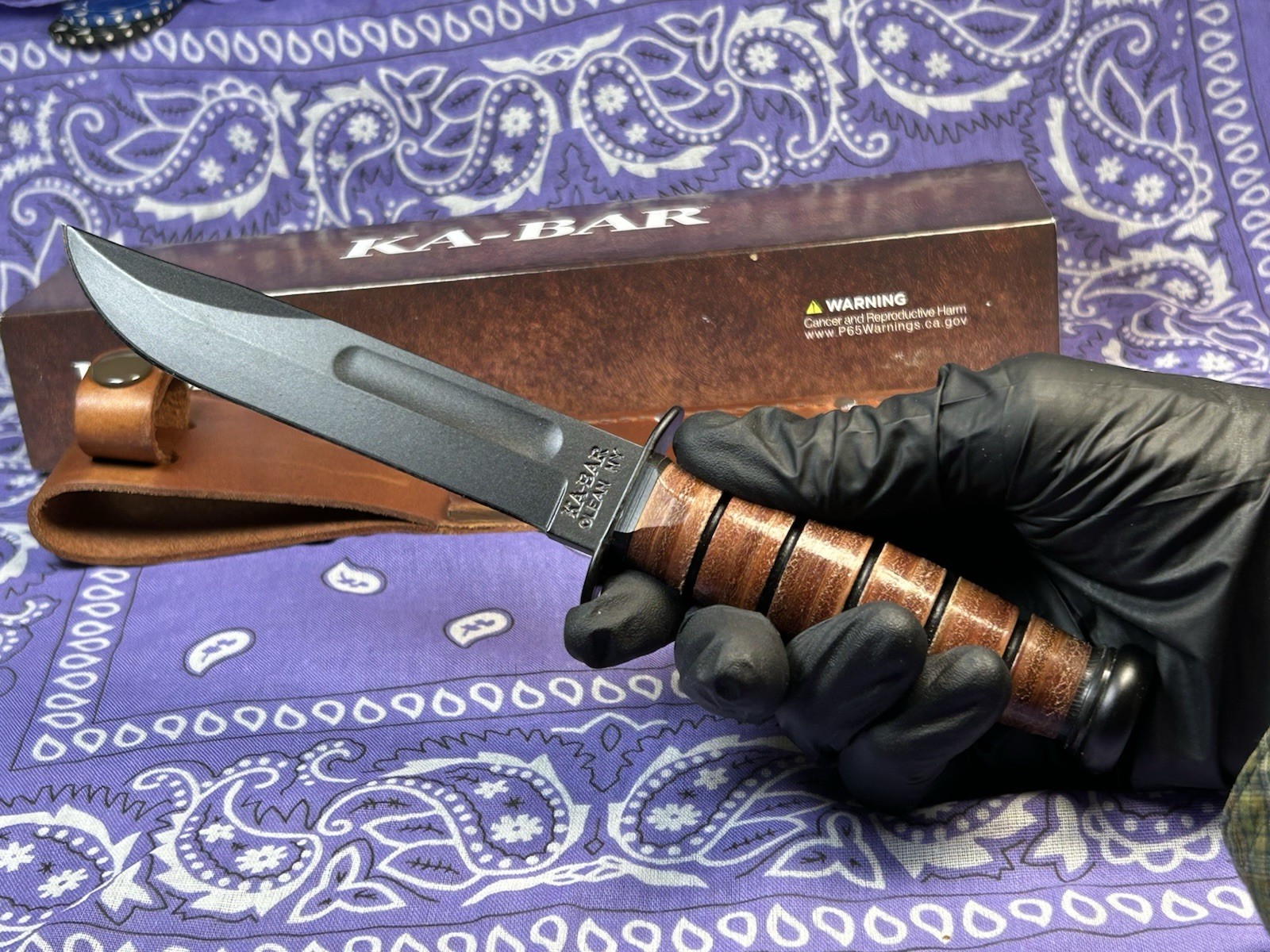 🔥KA-BAR Model 1251 With 5.25in 1095 Steel Blade Mark Knife Leather Sheath USA