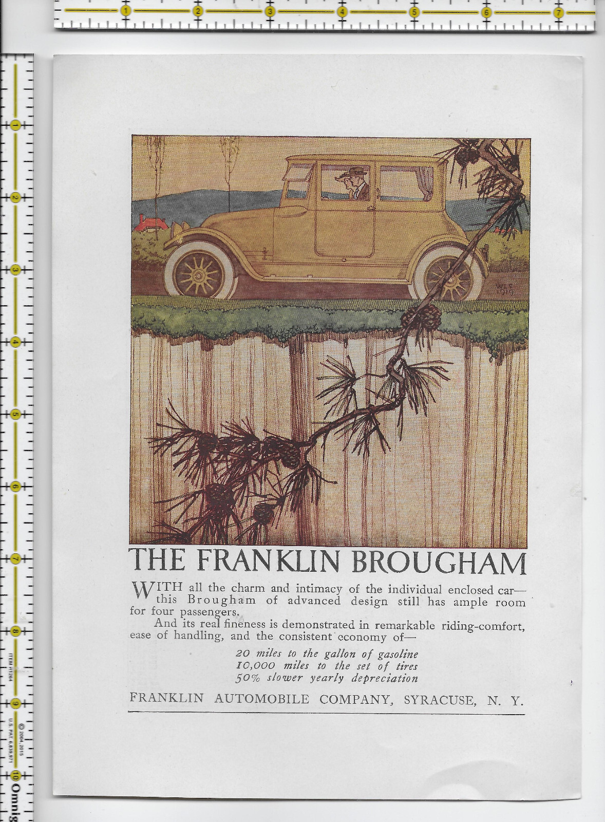 Franklin Automobile Company car auto 1919 magazine print ad