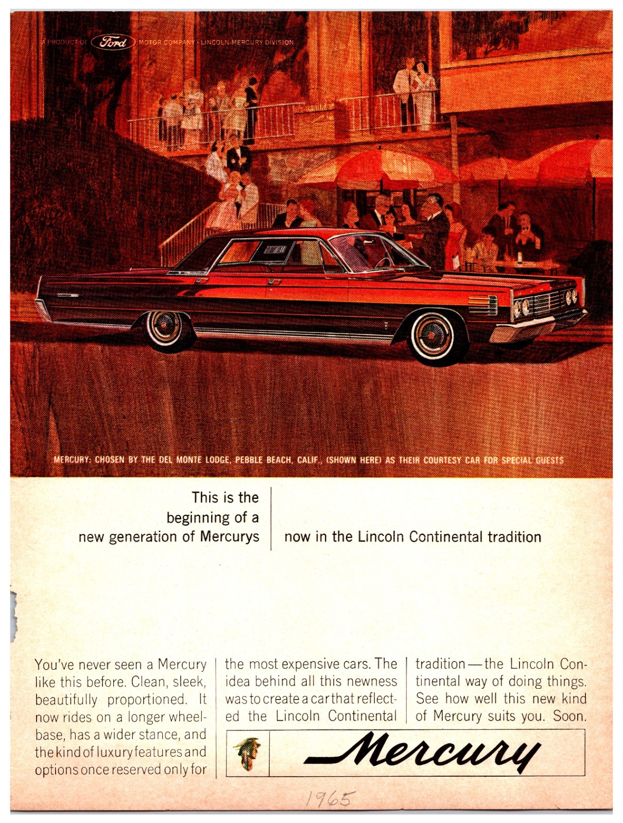 Vintage Original 1965 Mercury Cars Print Ad (8in x 11in) Advertisement