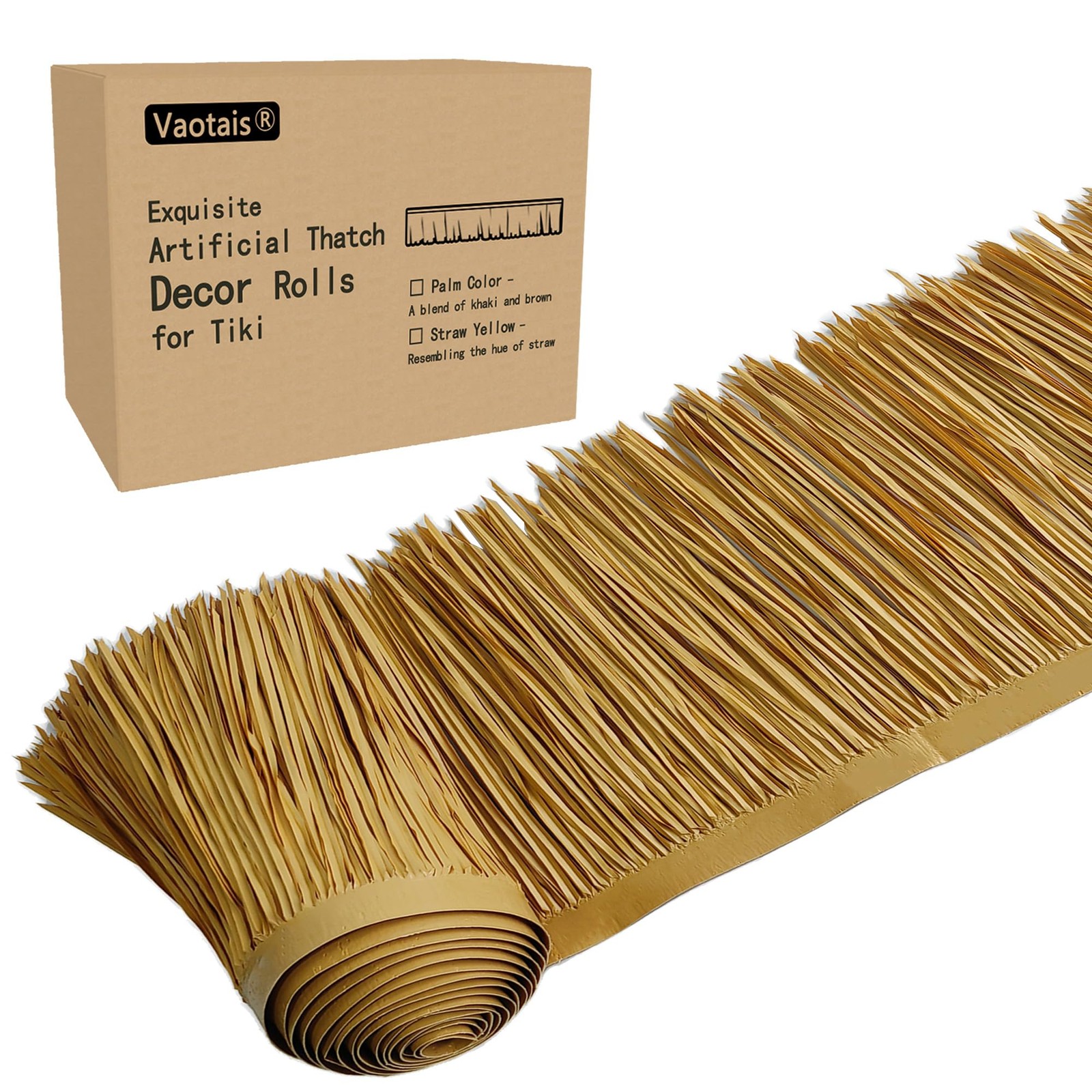 Vaotais Premium Mexican Style Artificial Palm Thatch Roof - Straw Yellow) Vaotais Premium Mexican Style Artificial Palm Thatch Roof - Straw Yellow)
