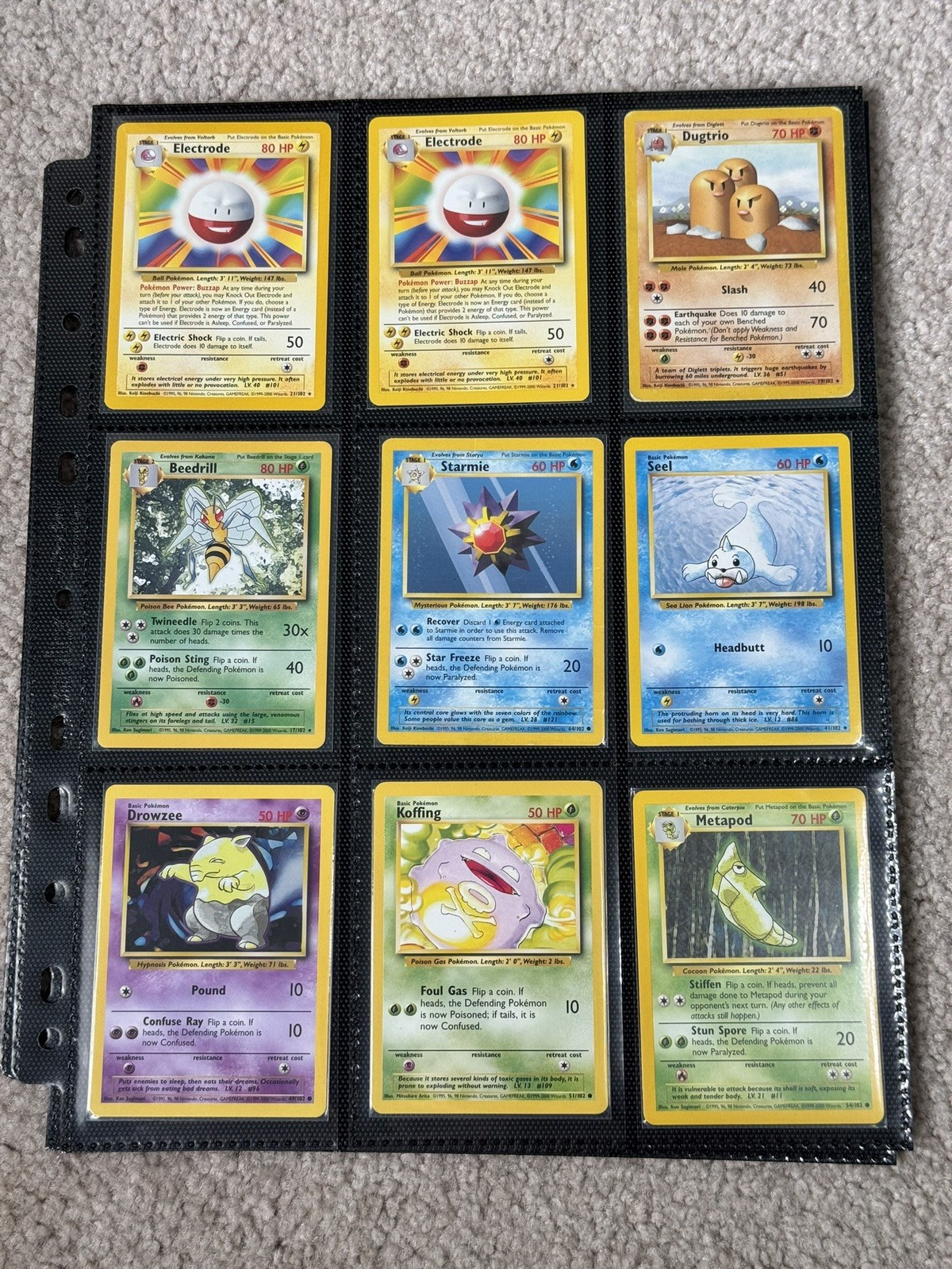 1999-2000 Pokemon BASE SET 4TH PRINT Edition NEAR COMPLETE Non Holo Cards Lot UK