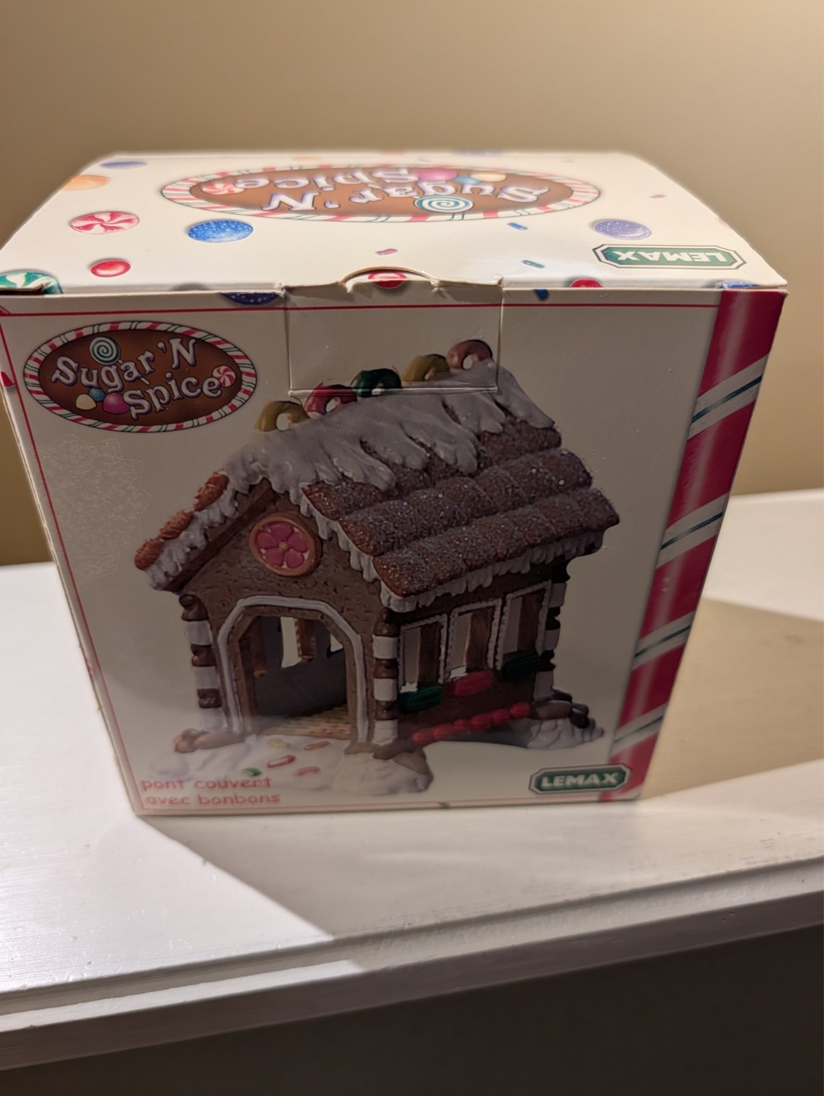 NICE Vtg Lemax Sugar 'N Spice Ceramic Candy Covered Bridge Gingerbread