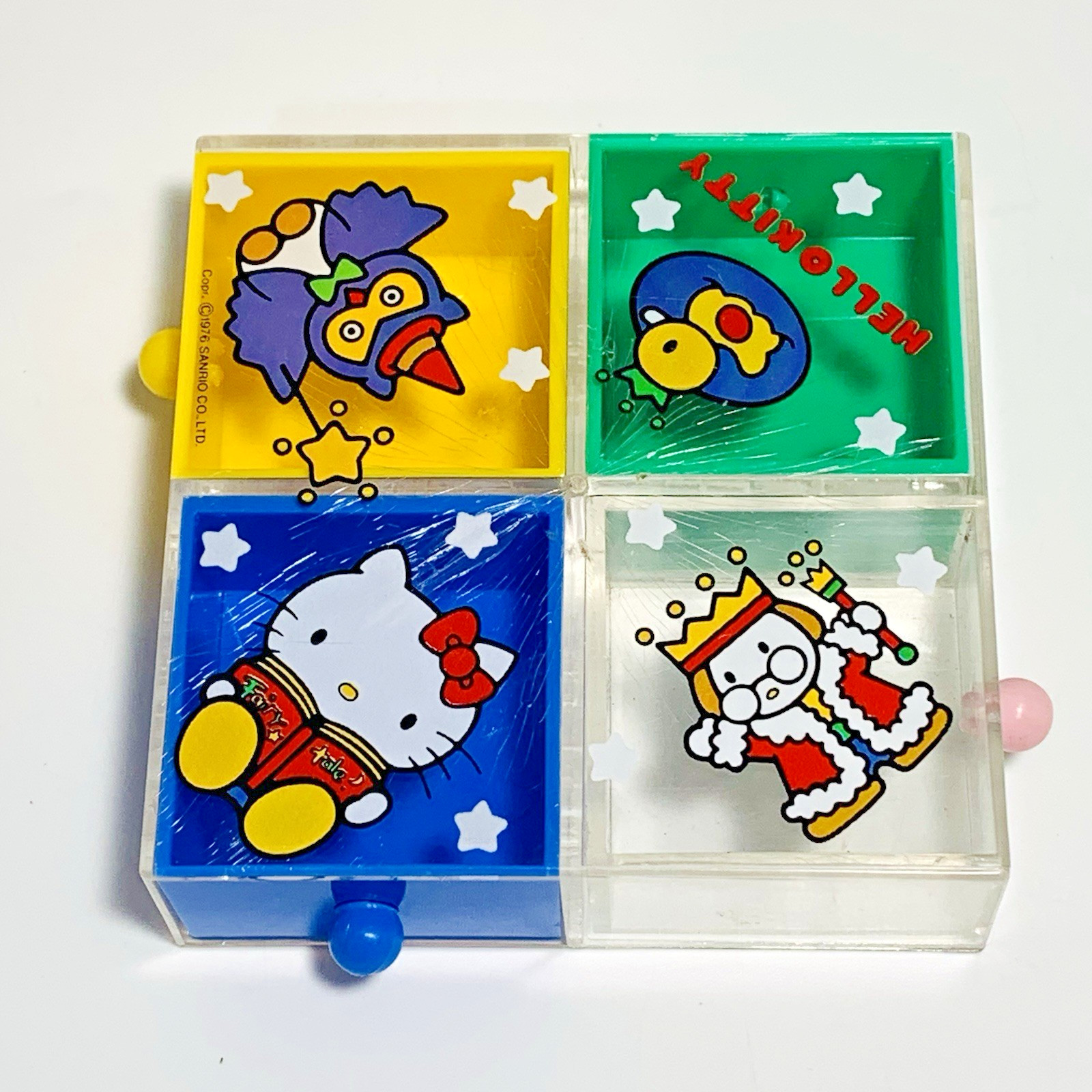VTG 1978 Sanrio Hello Kitty 4‑Drawer Square Mini Trinket Jewelry Case Japan RARE