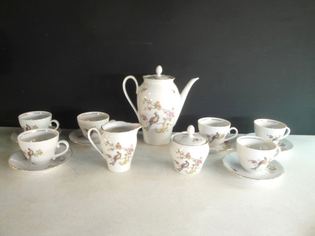 Vintage German Democratic Republic Kahla Porcelain Tea Set 17 Pieces
