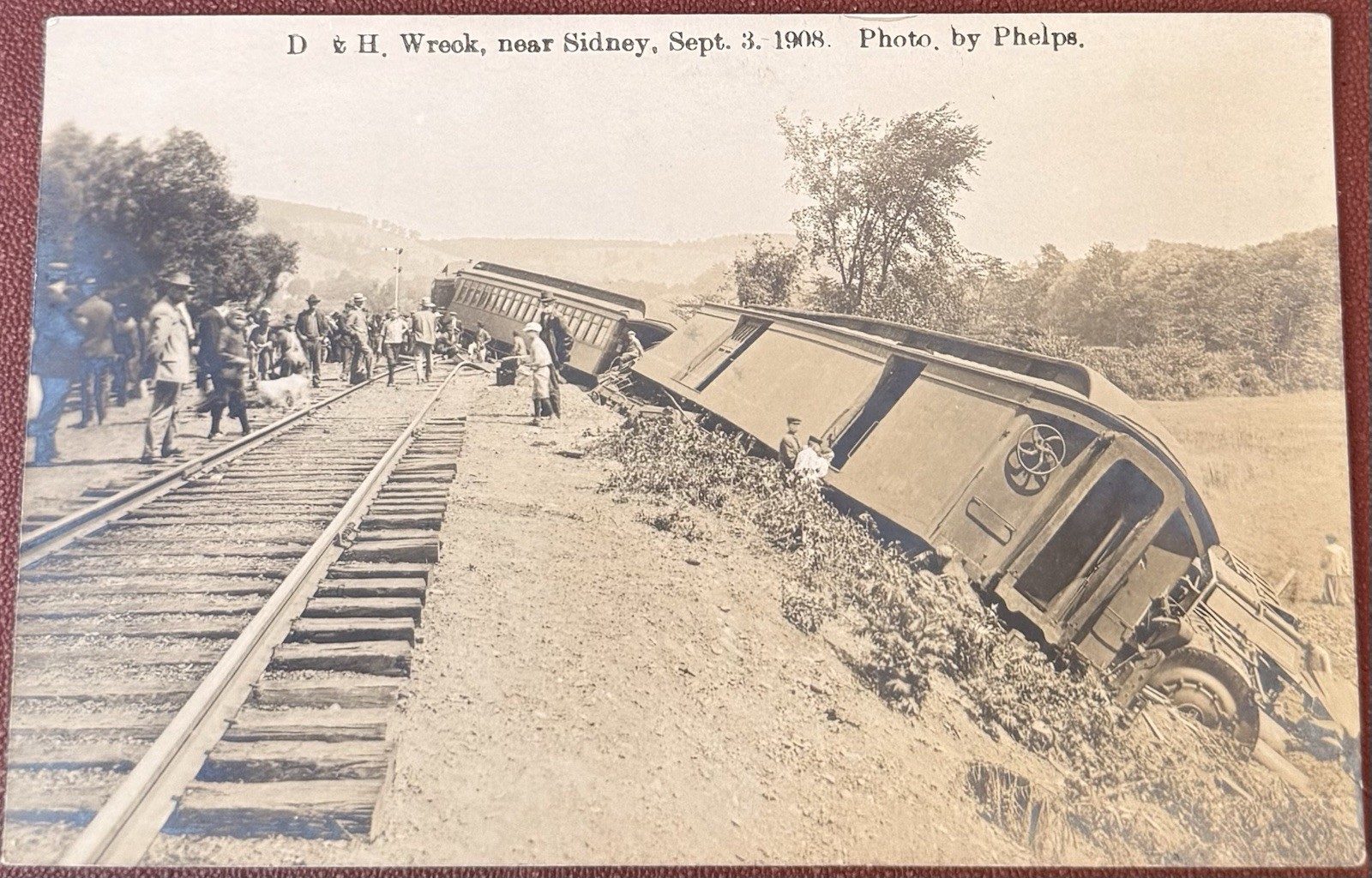 9-3-1908 Sidney NY, D. & H. Train, Phelps, Delaware County, RPPC Photo Postcard 9-3-1908 Sidney NY, D. & H. Train, Phelps, Delaware County, RPPC Photo Postcard