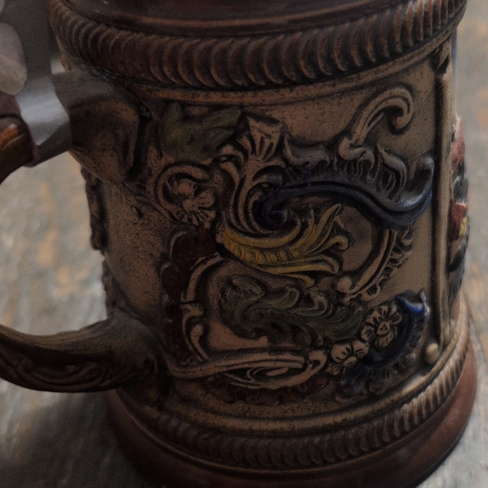 Handarbeit Lidded Beer Stein Bayern Coat of Arms Made in Germany Breweriana