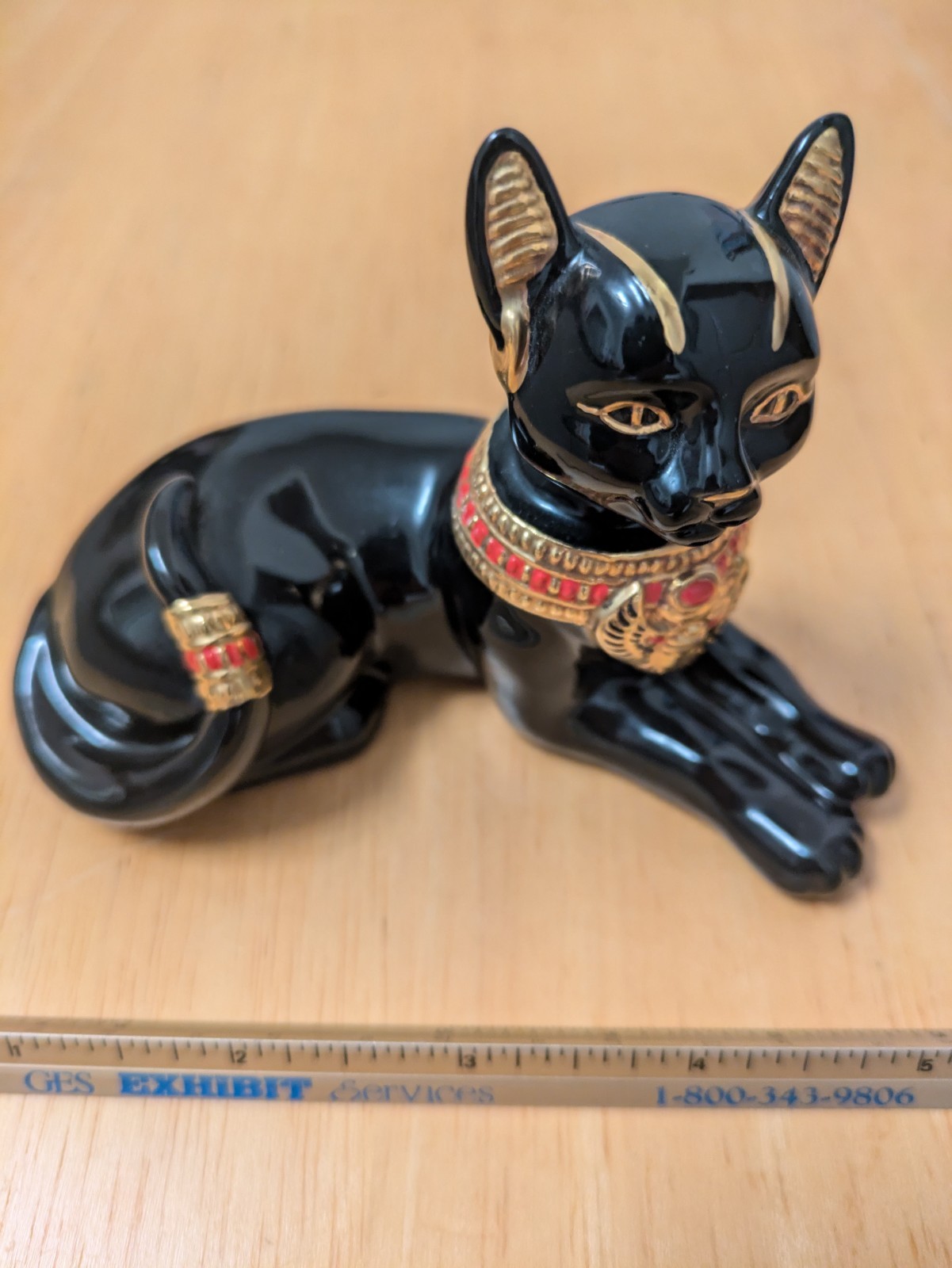 1998 Lenox Bastet Egyptian Cat Goddess Figurine 24k Gold Black Porcelain 1998 Lenox Bastet Egyptian Cat Goddess Figurine 24k Gold Black Porcelain