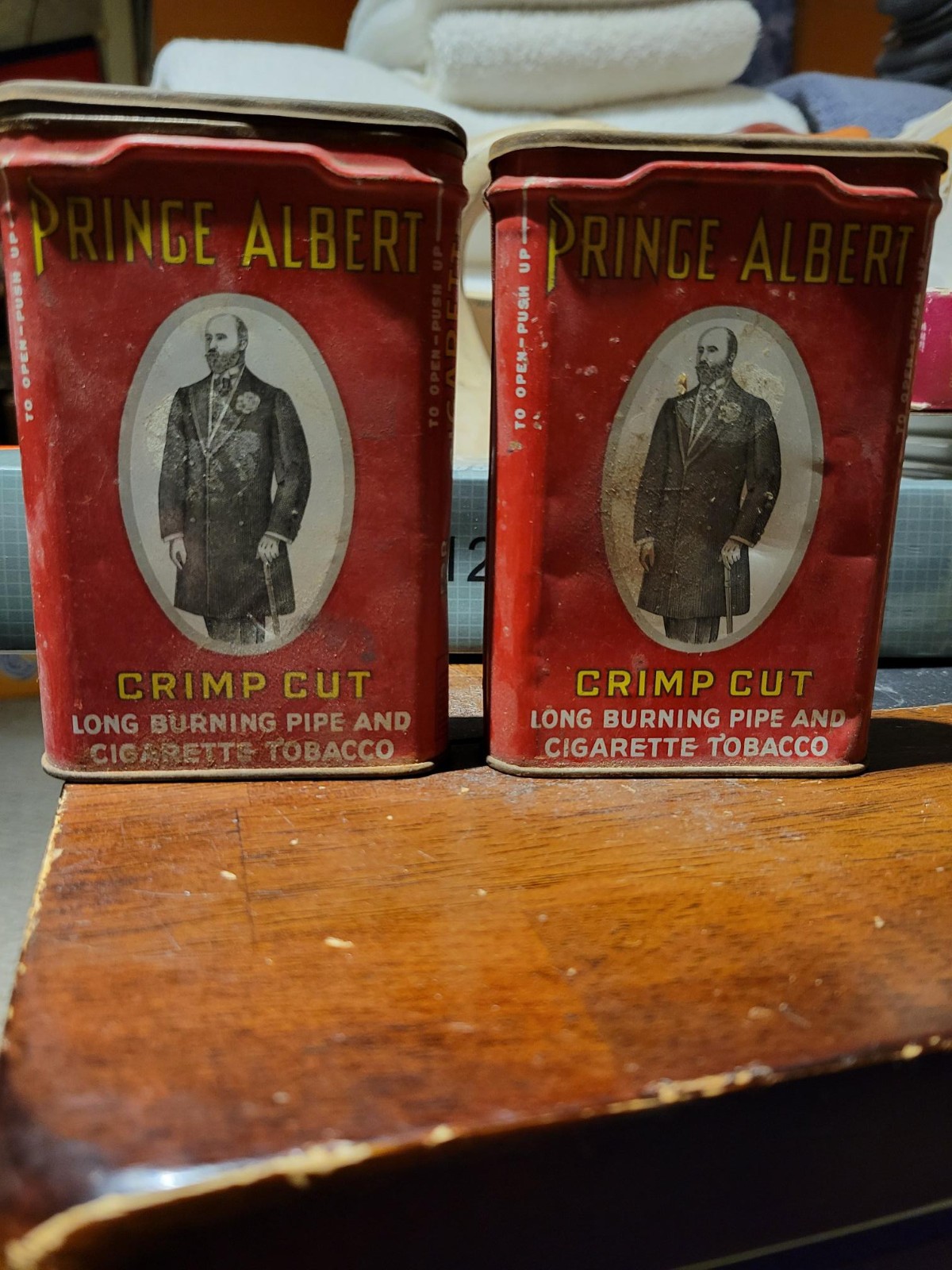 2 Vtg Prince Albert Tobacco Pocket Tins Empty