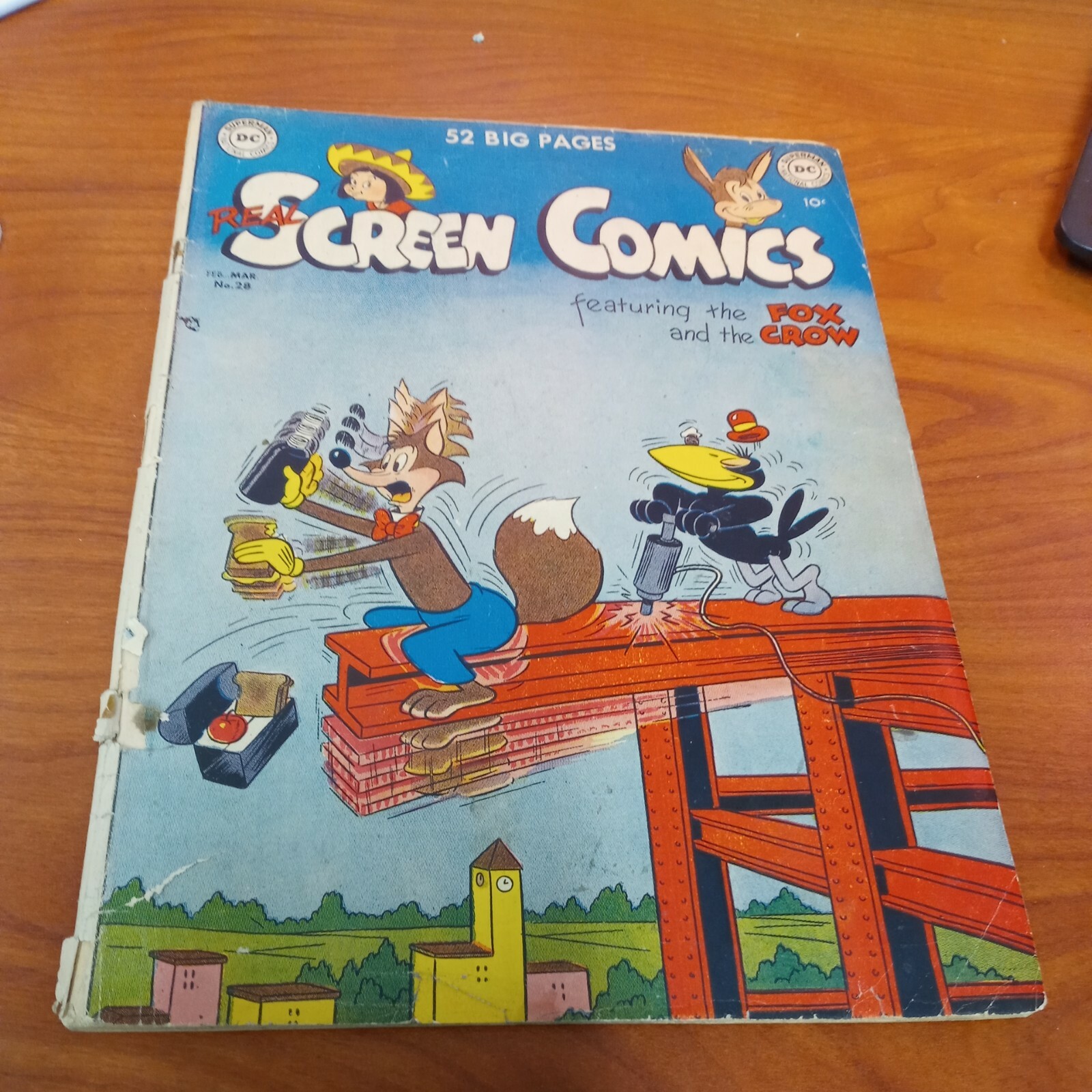 Real Screen #28 1950-DC-Fox & Crow-construction cover-racial innuendo golden age Real Screen #28 1950-DC-Fox & Crow-construction cover-racial innuendo golden age