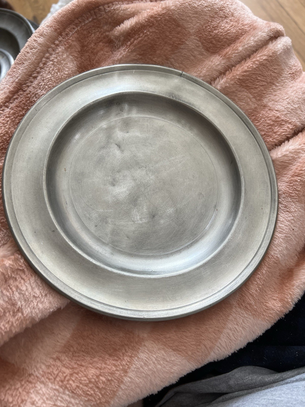 Antique American Pewter Plate Marked By Blakeslee Barns Circa 1800