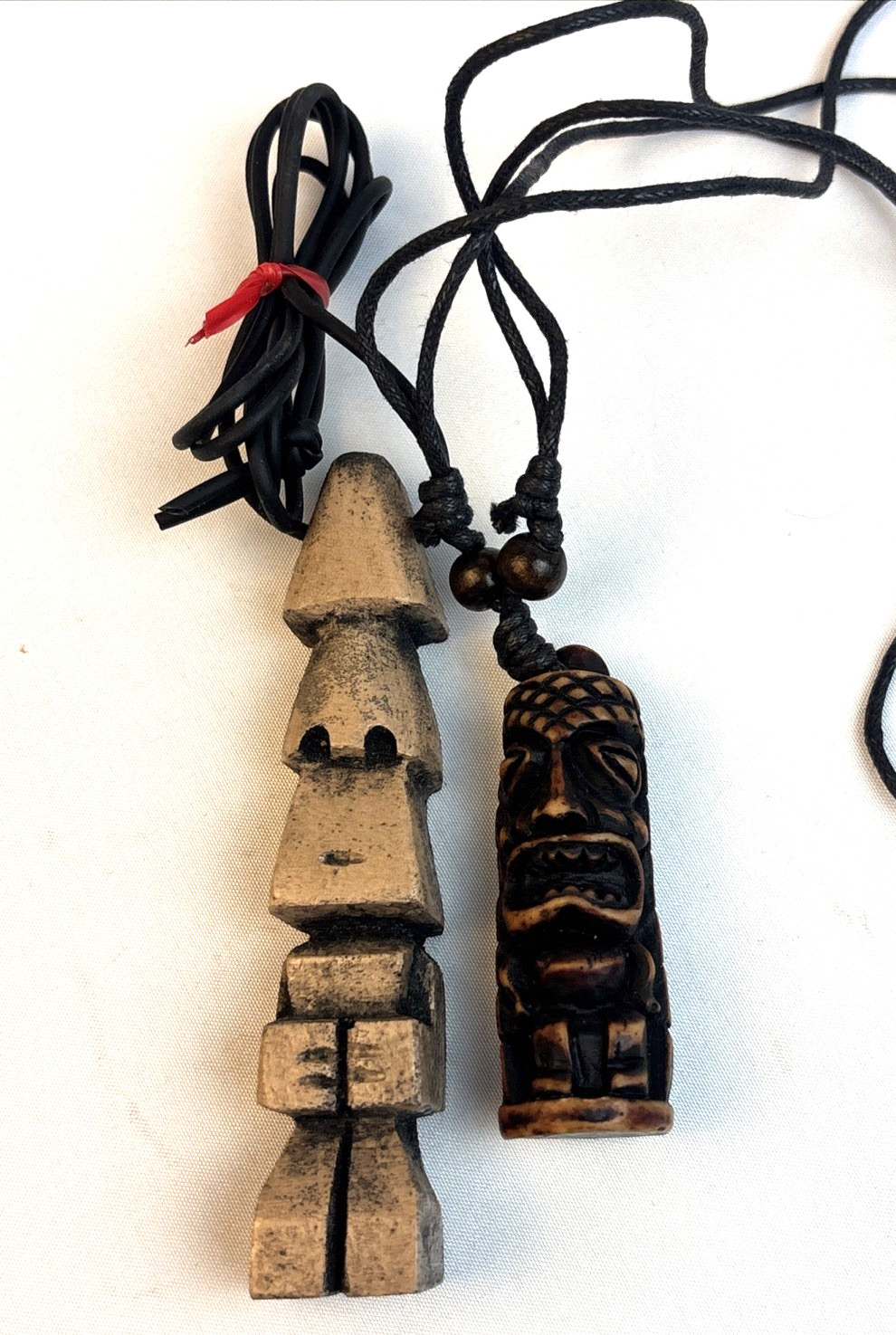 2 Tiki Pendants New resin necklaces Brown Ku Tan Moai Tiki Bar Aloha Wear