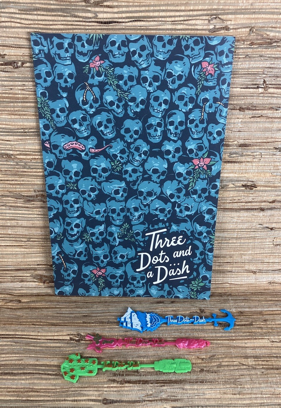 Three Dots and a Dash Skull Wall Menu Summer 25\' & 3 Swizzle Sticks Chicago New
