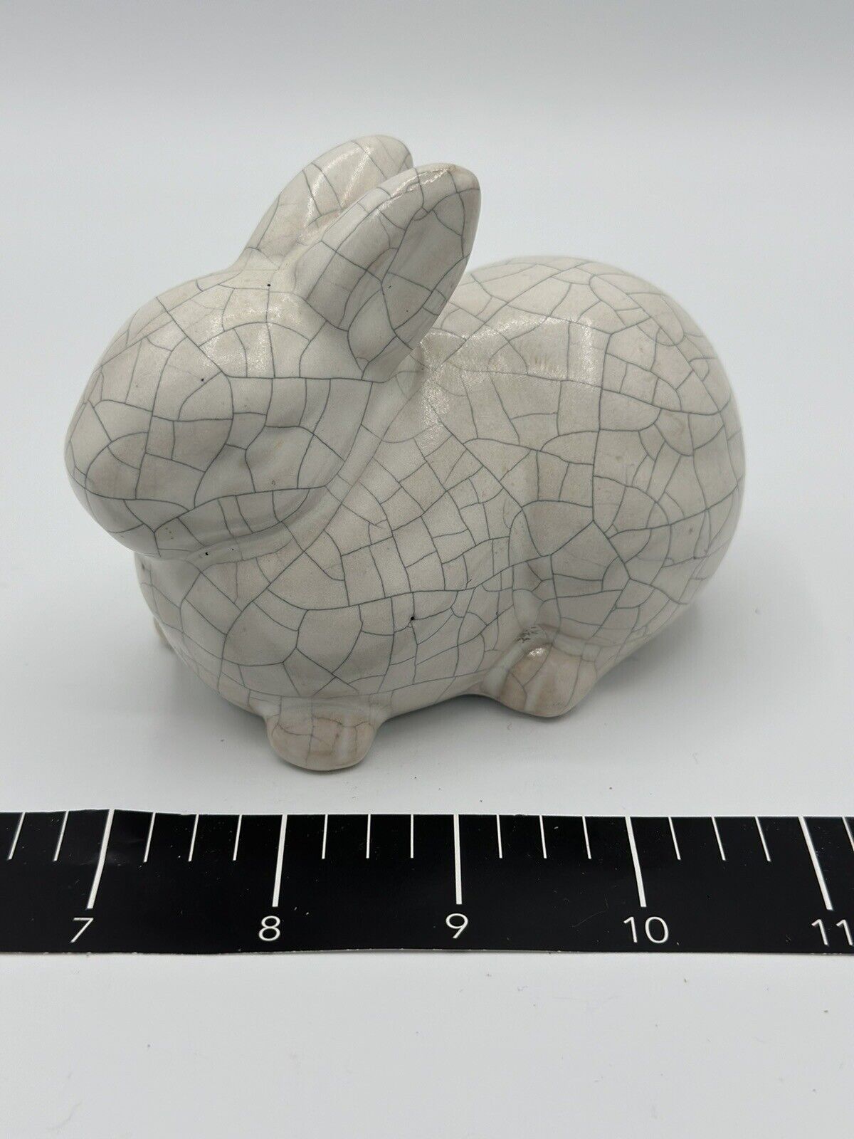 Figurine Bunny Rabbit White Crackle with Matte Finish