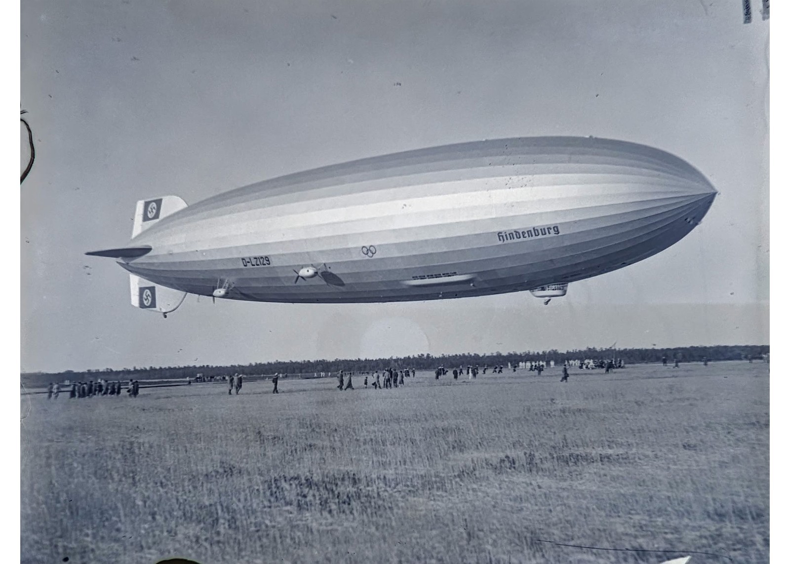1936 Hindenburg Zeppelin Glass Plate Negative D-LZ129 Lakehurst NJ Blimp OOAK