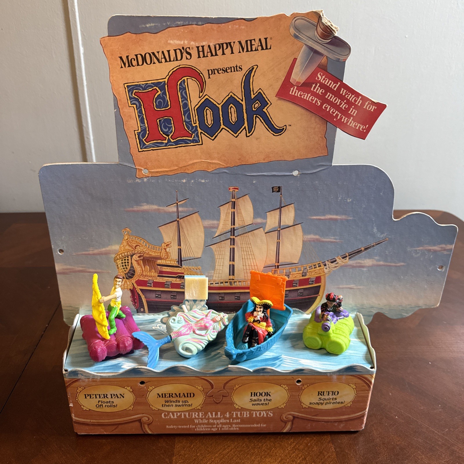 Vintage 1991 McDonald\'s Captain Hook PREMIUM Happy Meal Toys Counter Display