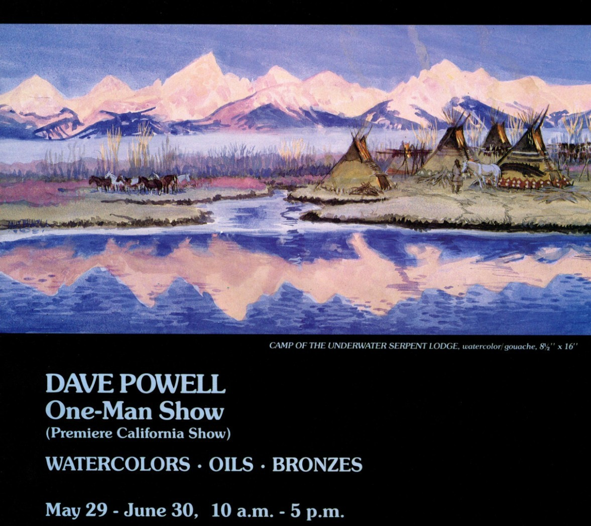 1982 DAVE POWELL ONE MAN SHOW EXHIBIT AD, UNDERWATER SERPENT LODGE GALLERY AD