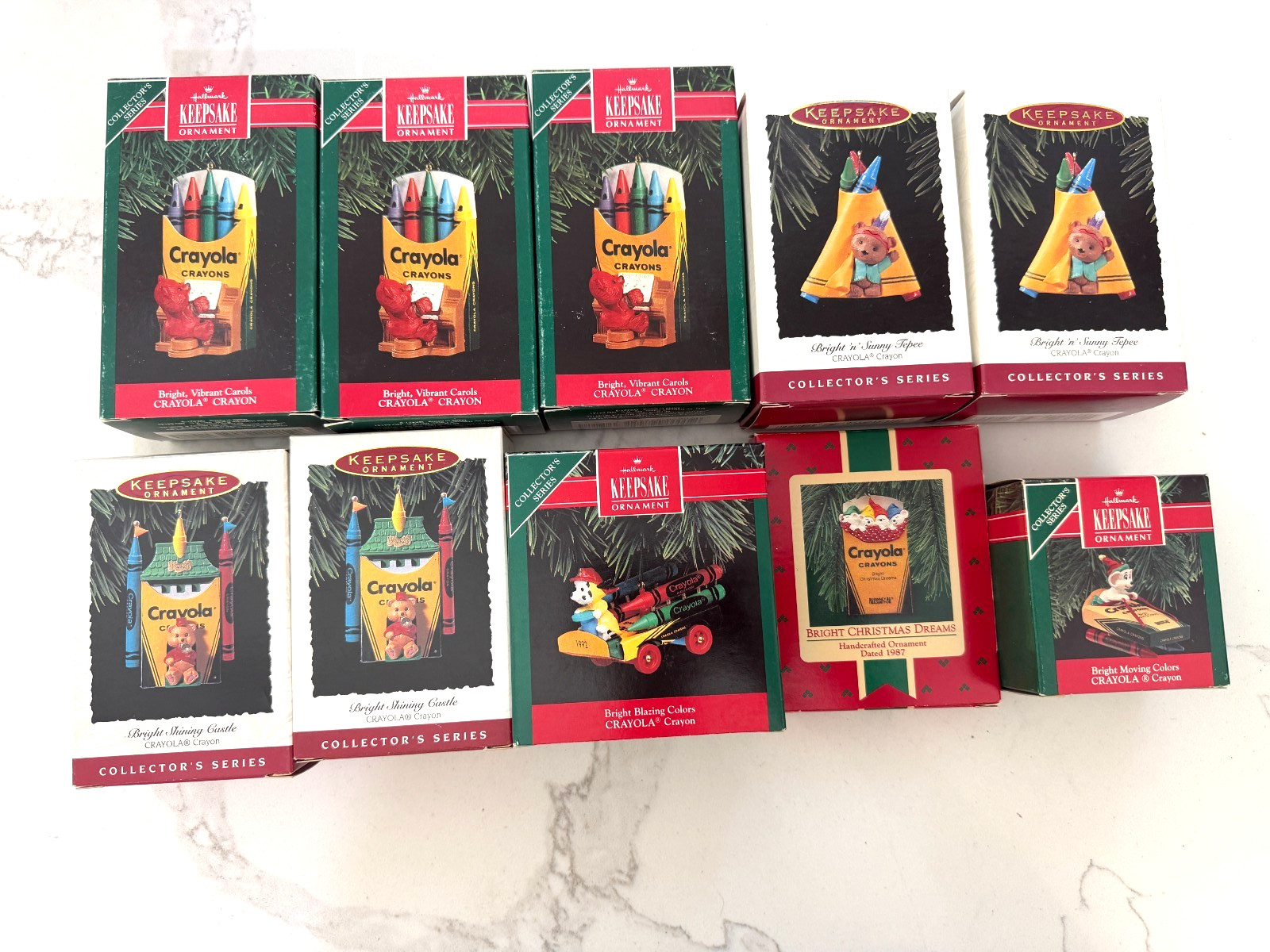 11 Hallmark Keepsake Crayola Crayon Ornaments 1987-1995 Collector Series Lot