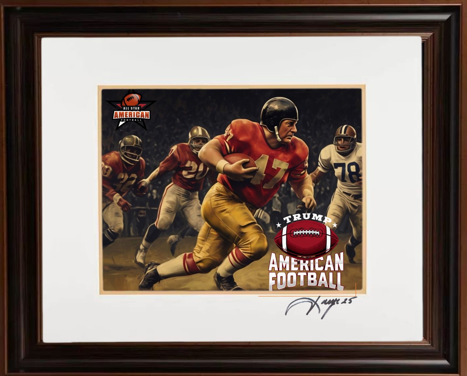 Donald J. Trump Wall Art, all star football  11X14 HAND SIGNED BY THE ARTIST.