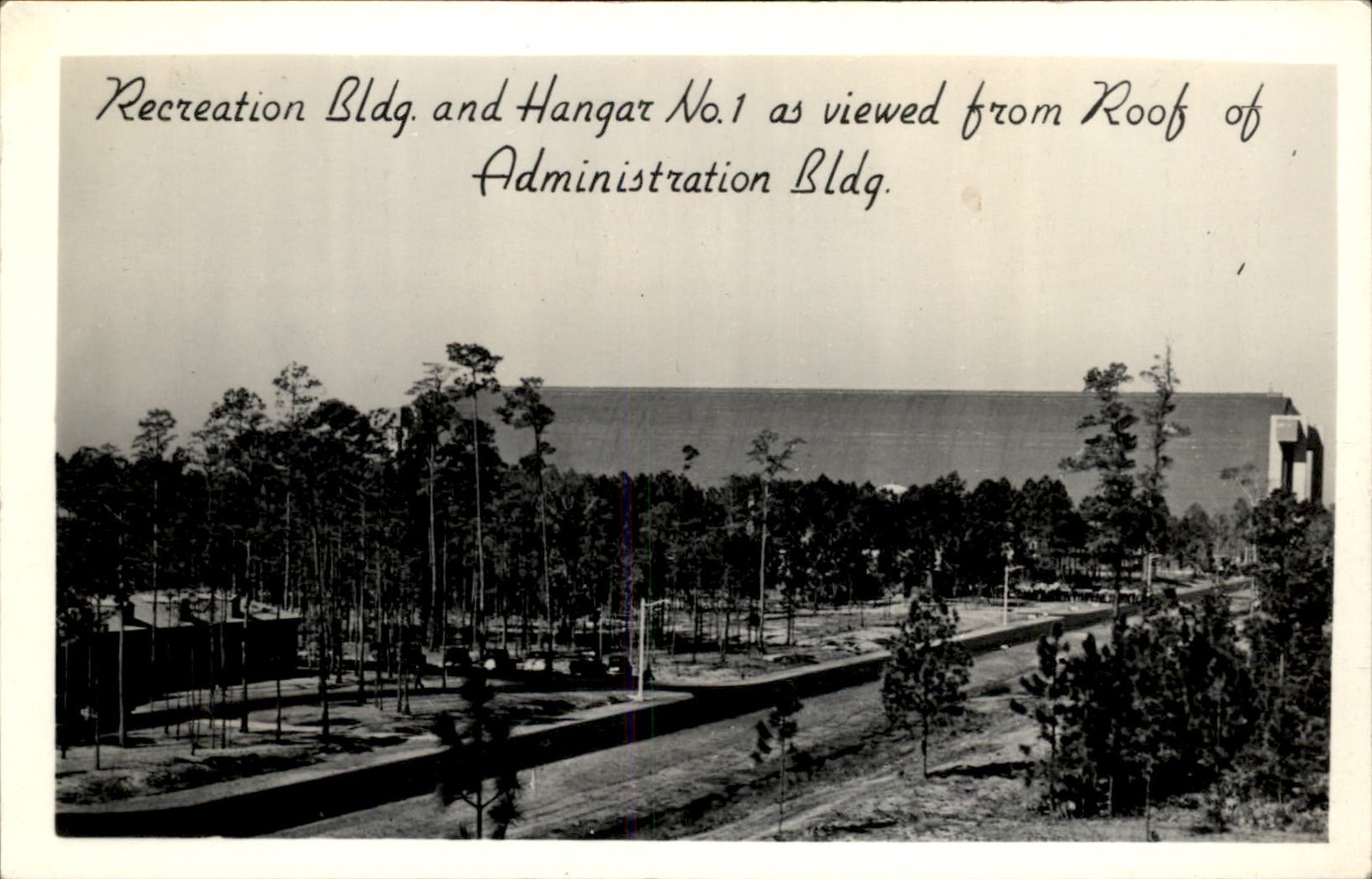 Glynco GA Recreation Building and Hangar c1940s Real Photo Postcard bhn