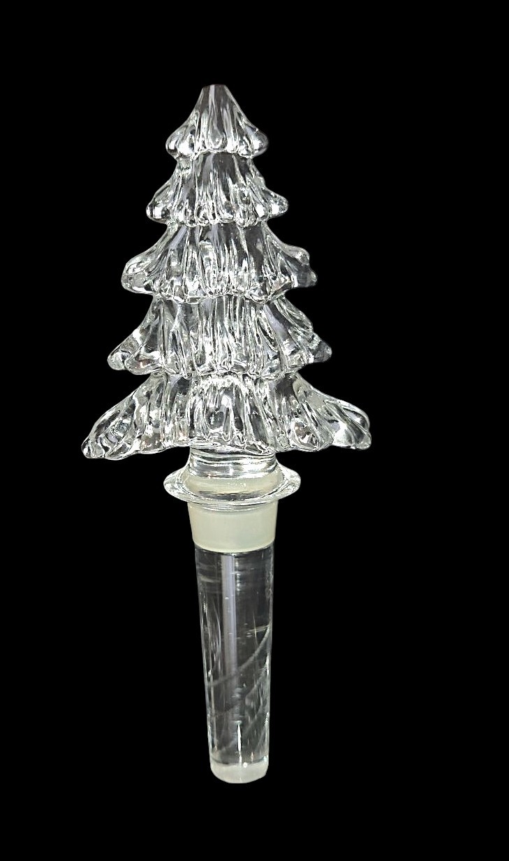 Vintage Mikasa Holiday Time Bottle Stopper Christmas Tree Glass Wine Mint