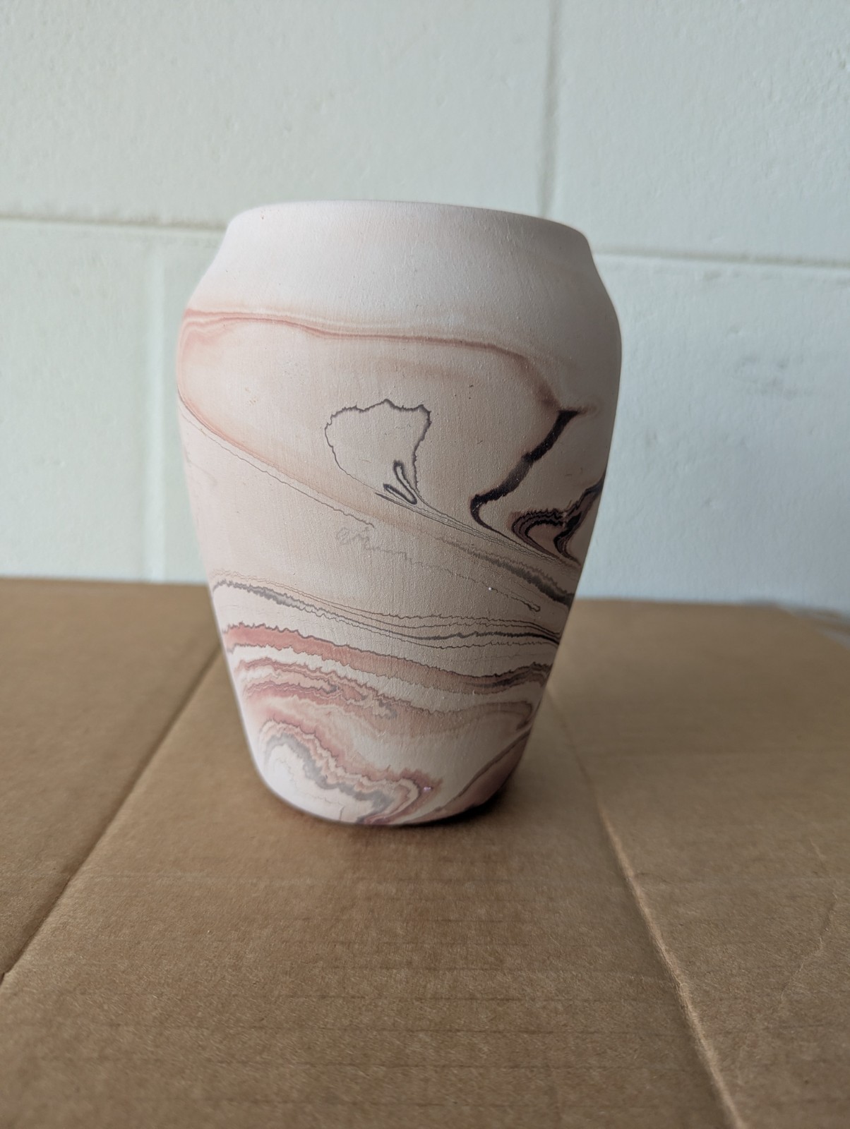 Vintage Nemadji Pottery Hand Made Marble Swirl Clay Vase Stamp Signature 6