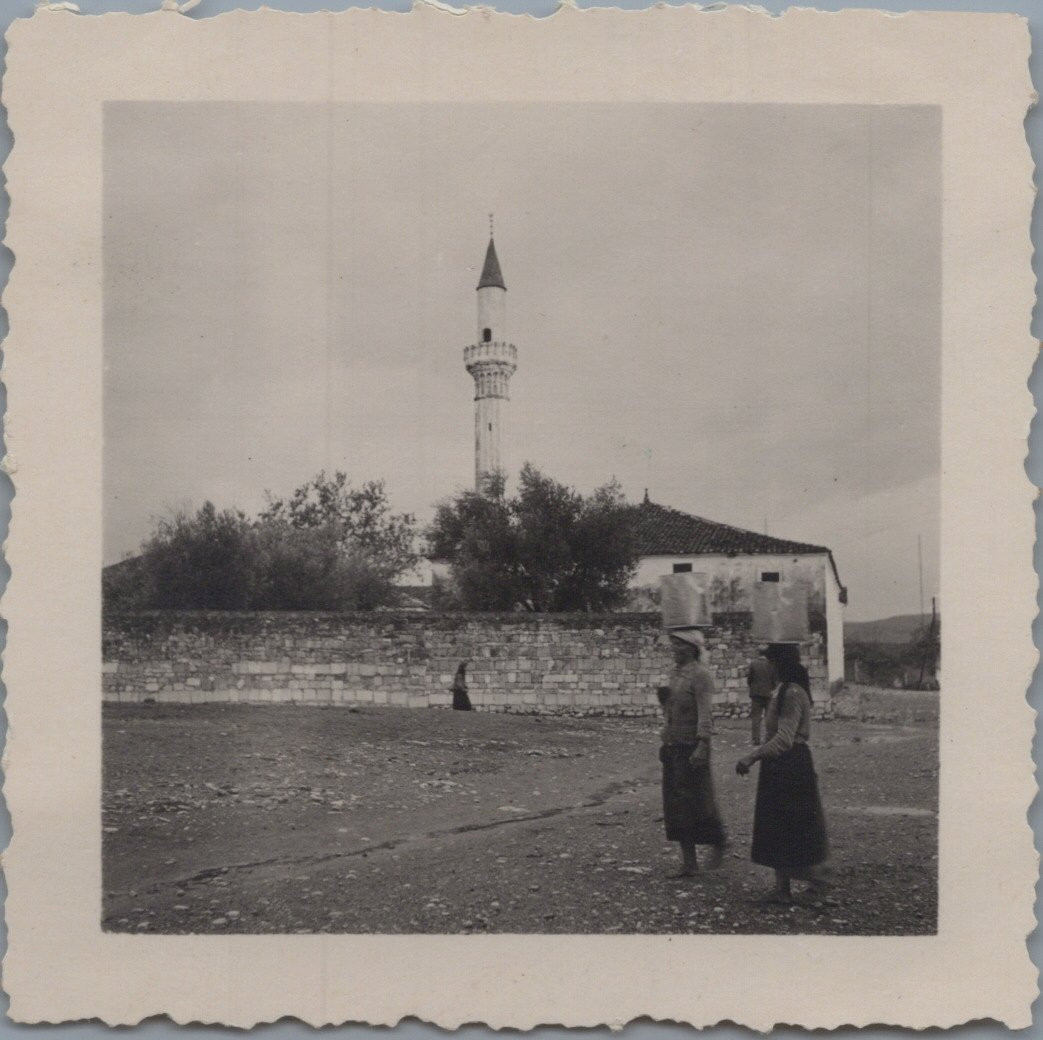 Montenegro, Podgorica, Minaret of the Osmanagic Mosque, vintage print, ca.1930 Montenegro, Podgorica, Minaret of the Osmanagic Mosque, vintage print, ca.1930