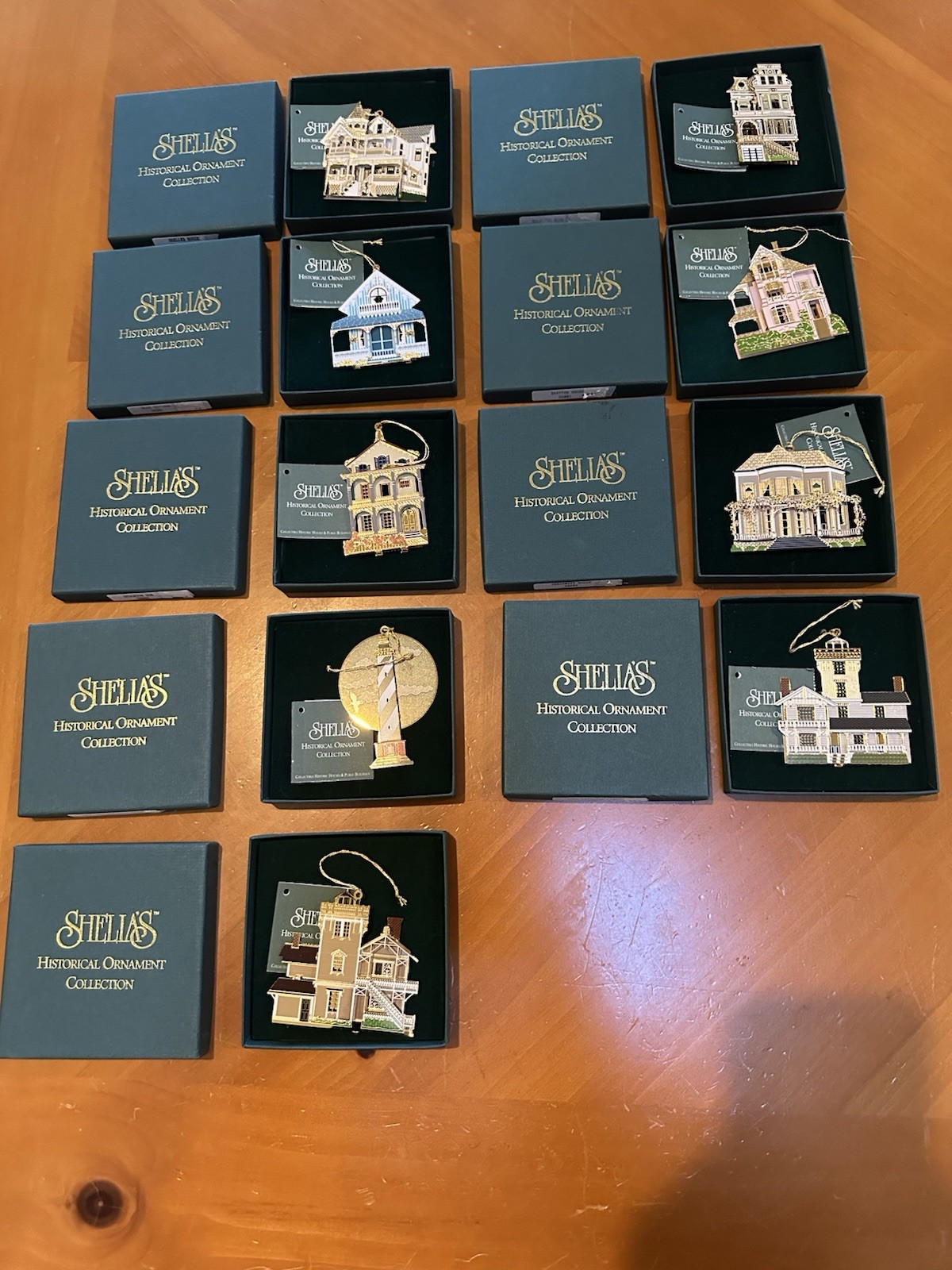 Shelia's Historical Tree Ornament Collection  Christmas NIB Set of 9. 