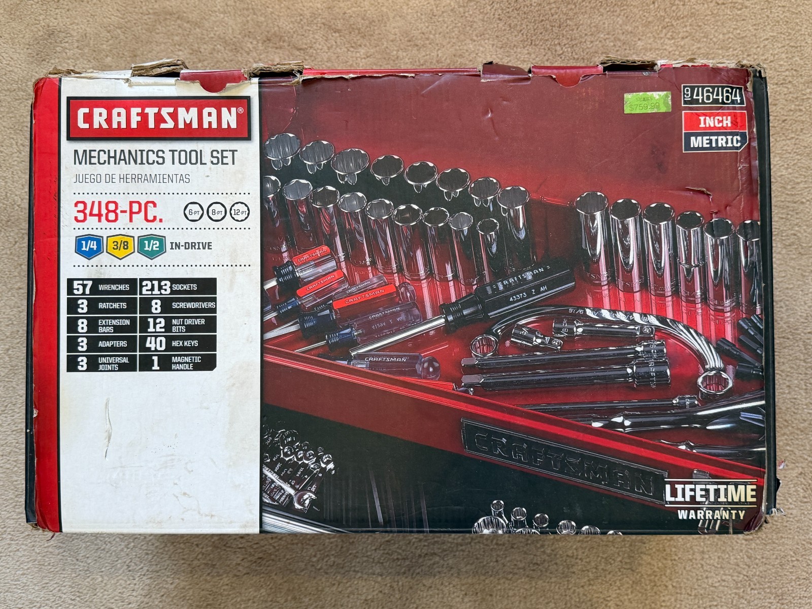 Sears Craftsman USA Nos 348 Piece Mechanics Tool Set 46464 Sears Craftsman USA Nos 348 Piece Mechanics Tool Set 46464