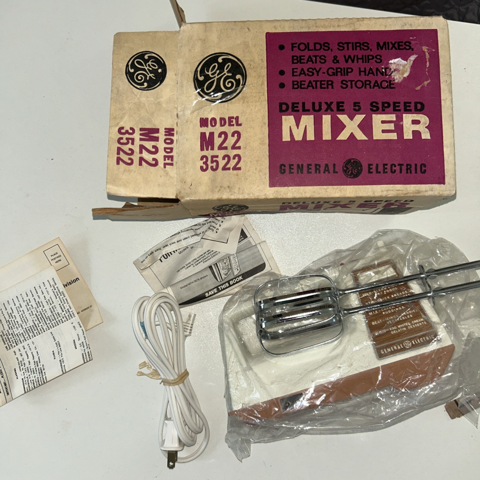 Vintage GE 5 Speed Portable Mixer,5 Speed