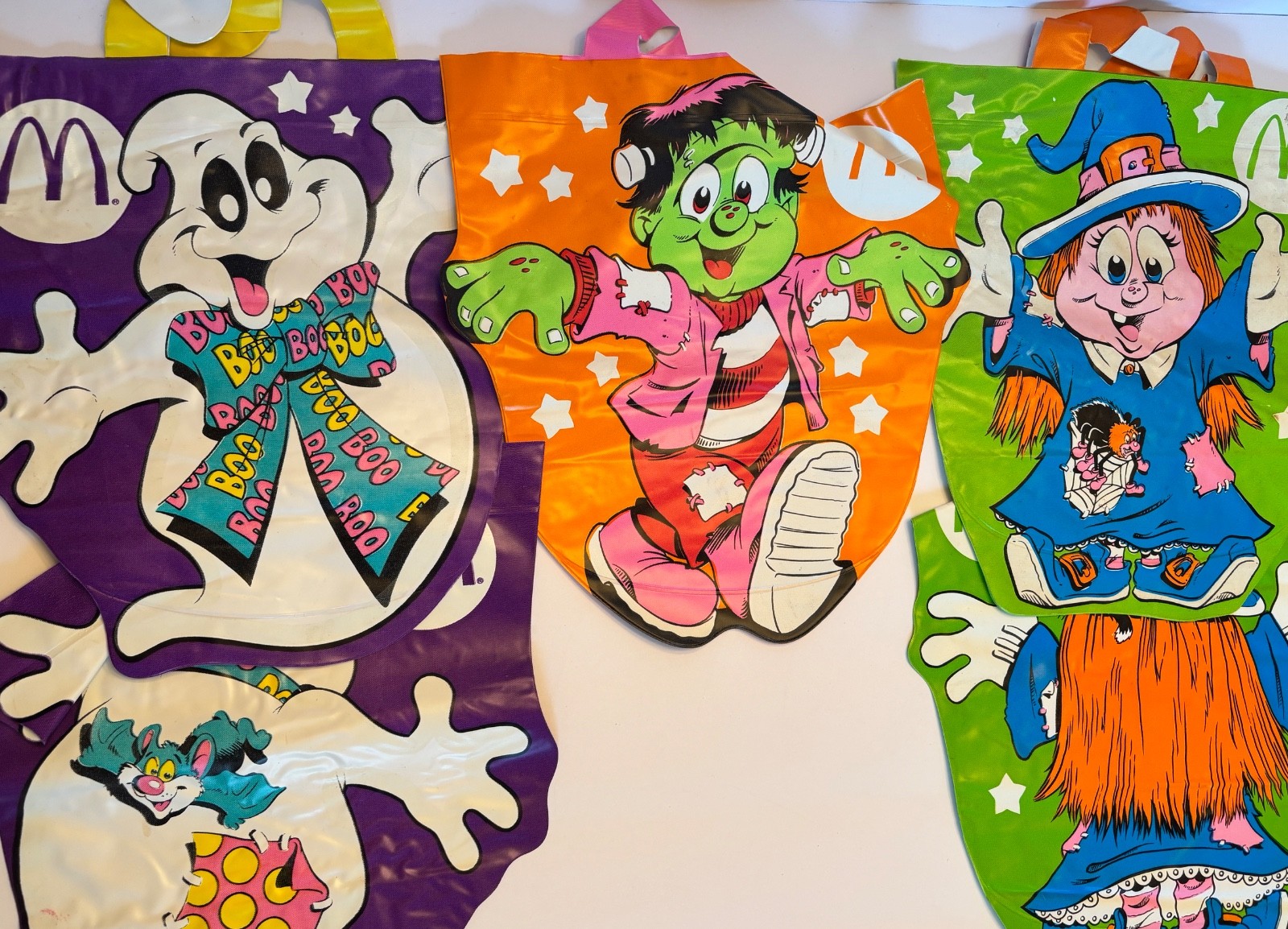 Lot of 5 VTG 90s McDonalds Halloween Vinyl Trick Or Treat Bags Witch Ghost Frank Lot of 5 VTG 90s McDonalds Halloween Vinyl Trick Or Treat Bags Witch Ghost Frank
