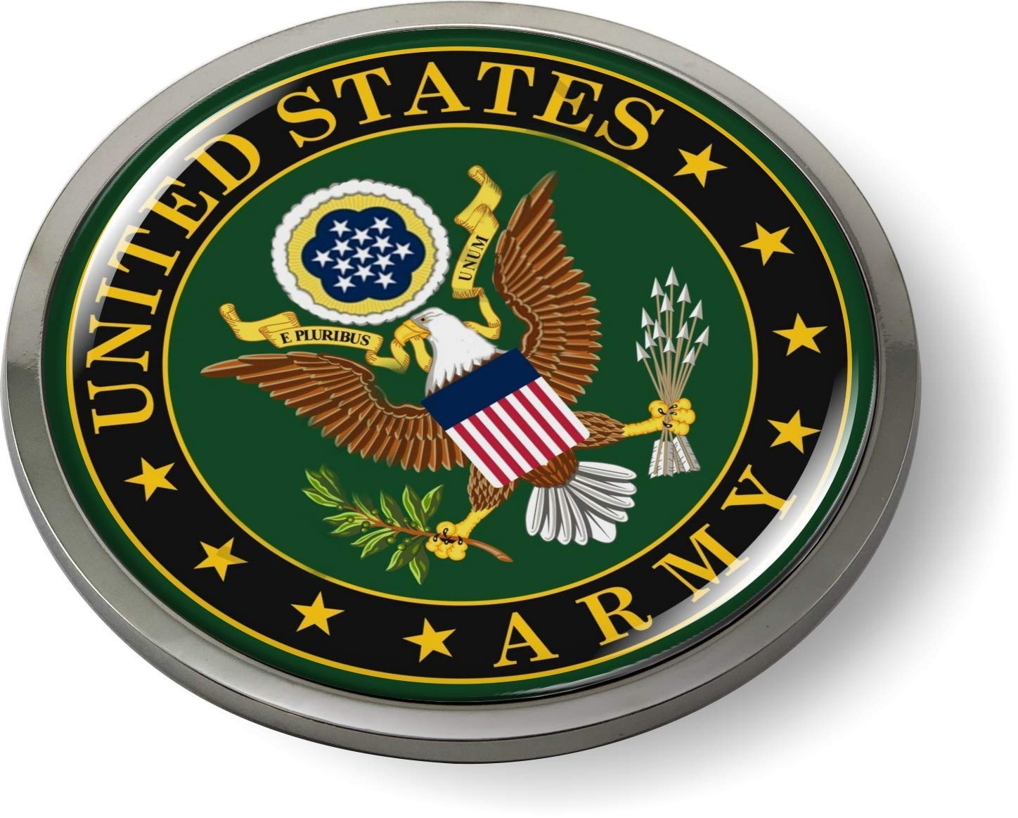 BestLicensePlateFrames - US Army 3D Domed Emblem Badge Car Sticker Chrome Metal