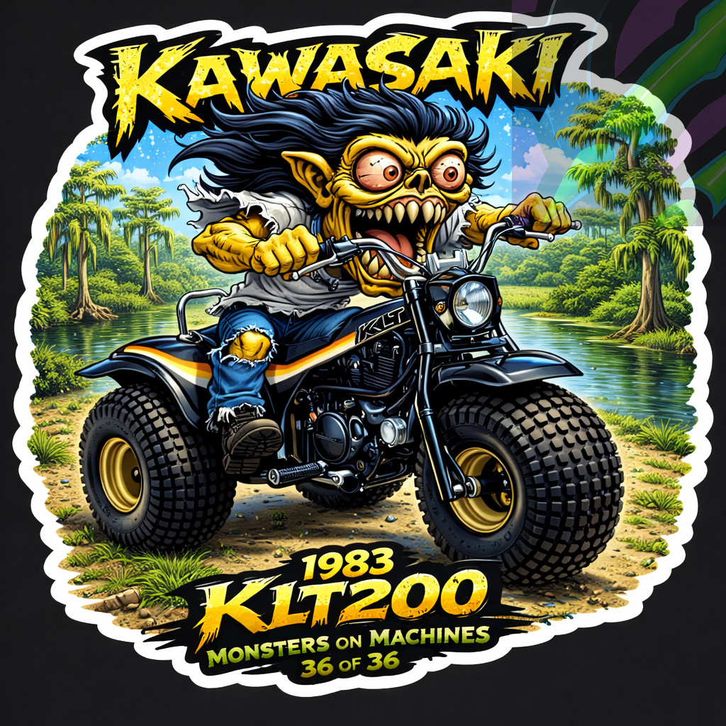 1983 Kawasaki KLT200 Three Wheeler 9x9cm Durable Die-Cut Vinyl Sticker 36 of 36